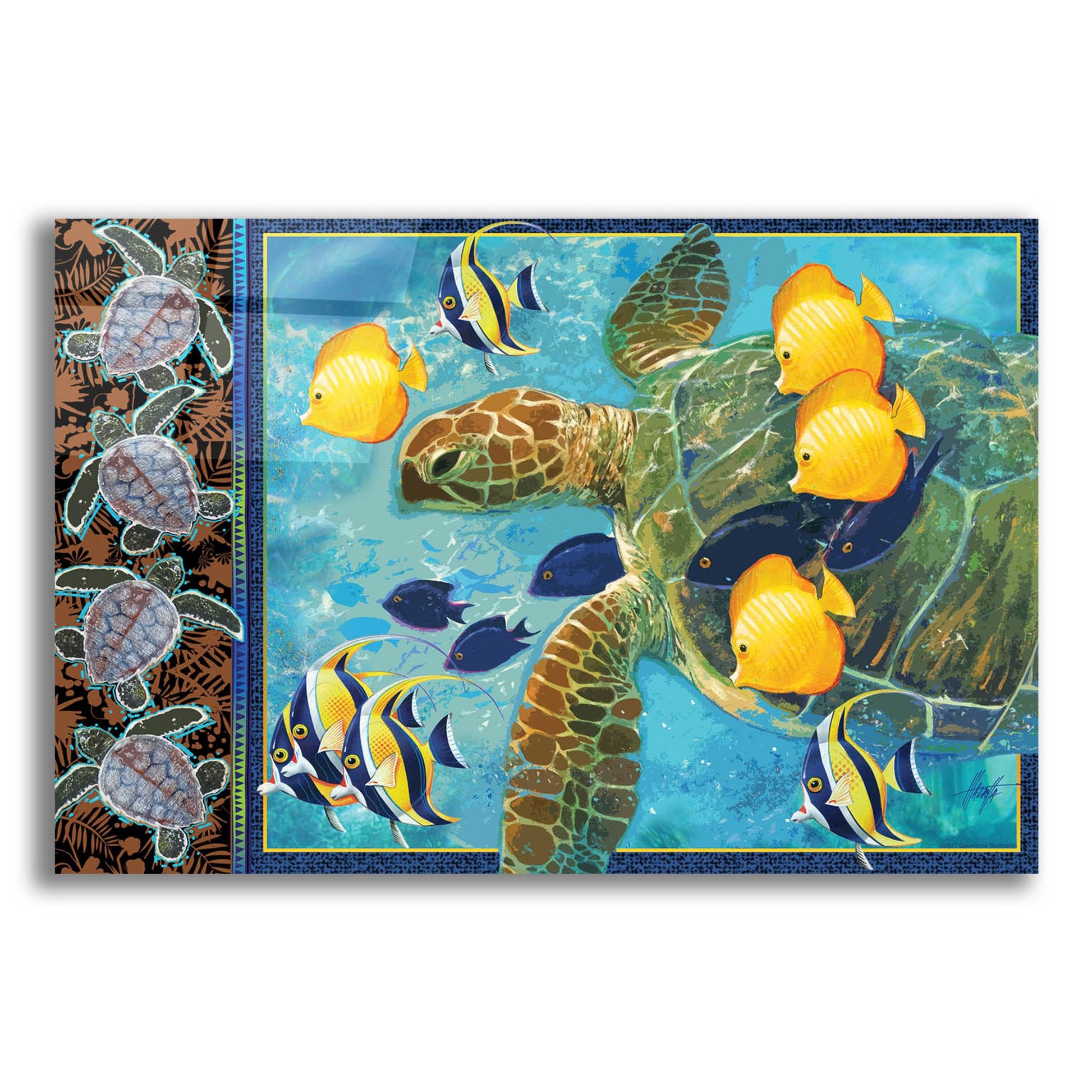 Epic Art 'Turtle Hatchlings' by James Mazzotta, Acrylic Glass Wall Art,16x12