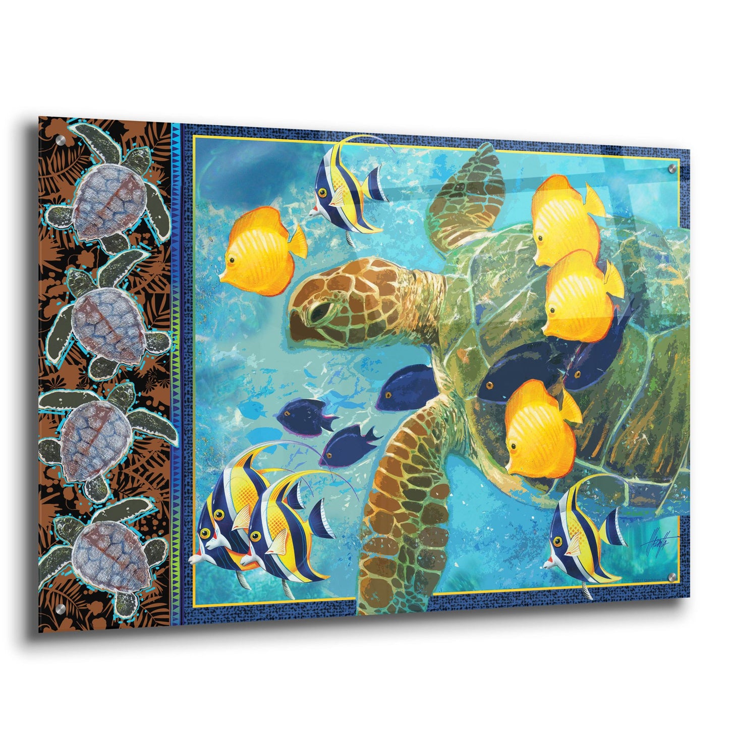 Epic Art 'Turtle Hatchlings' by James Mazzotta, Acrylic Glass Wall Art,36x24