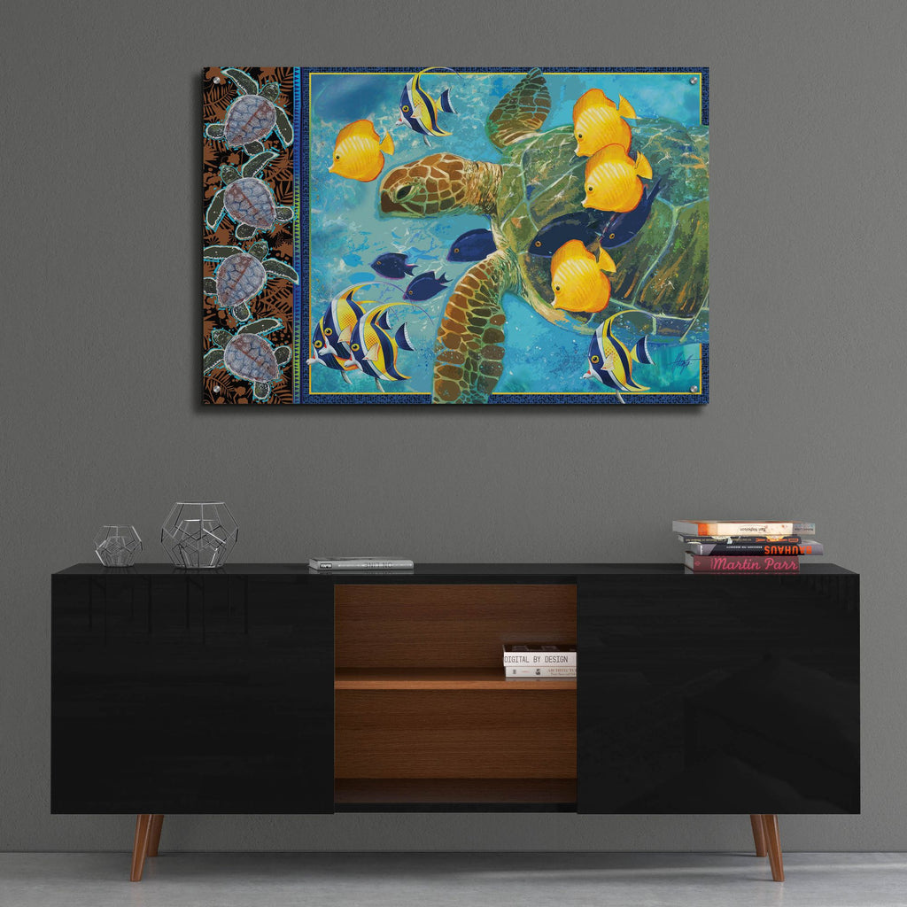 Epic Art 'Turtle Hatchlings' by James Mazzotta, Acrylic Glass Wall Art,36x24