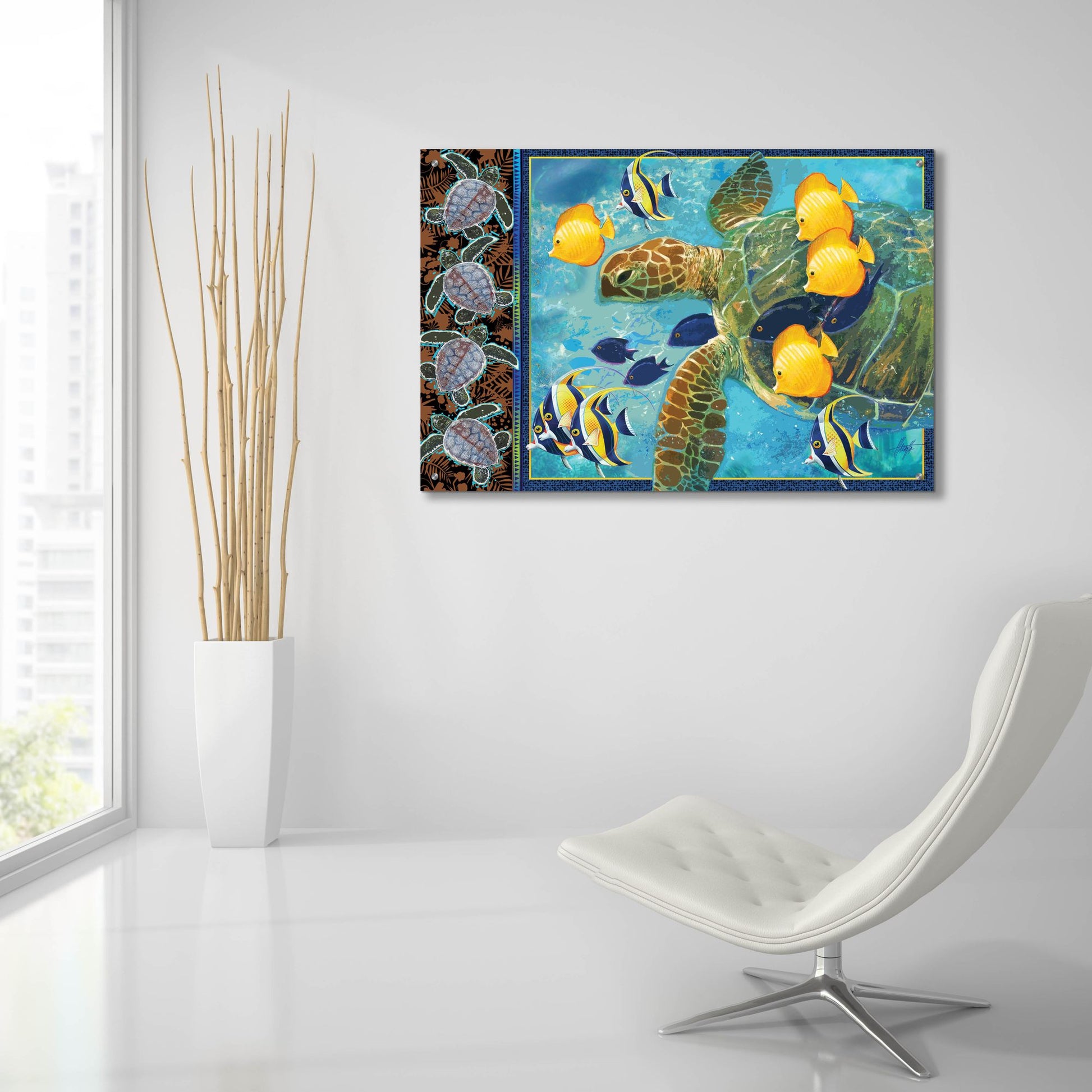 Epic Art 'Turtle Hatchlings' by James Mazzotta, Acrylic Glass Wall Art,36x24