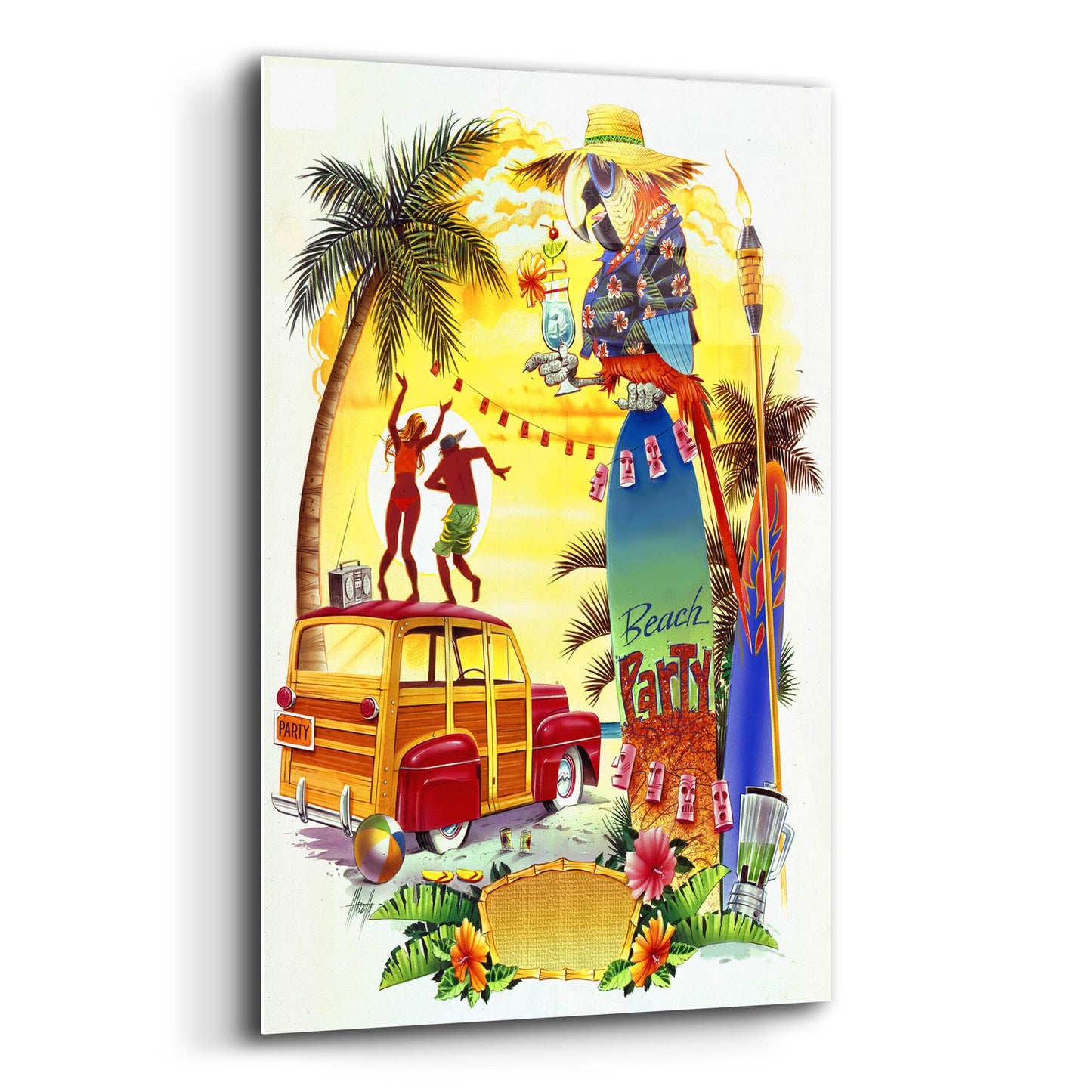 Epic Art 'Woodie Beach Party' by James Mazzotta, Acrylic Glass Wall Art,12x16