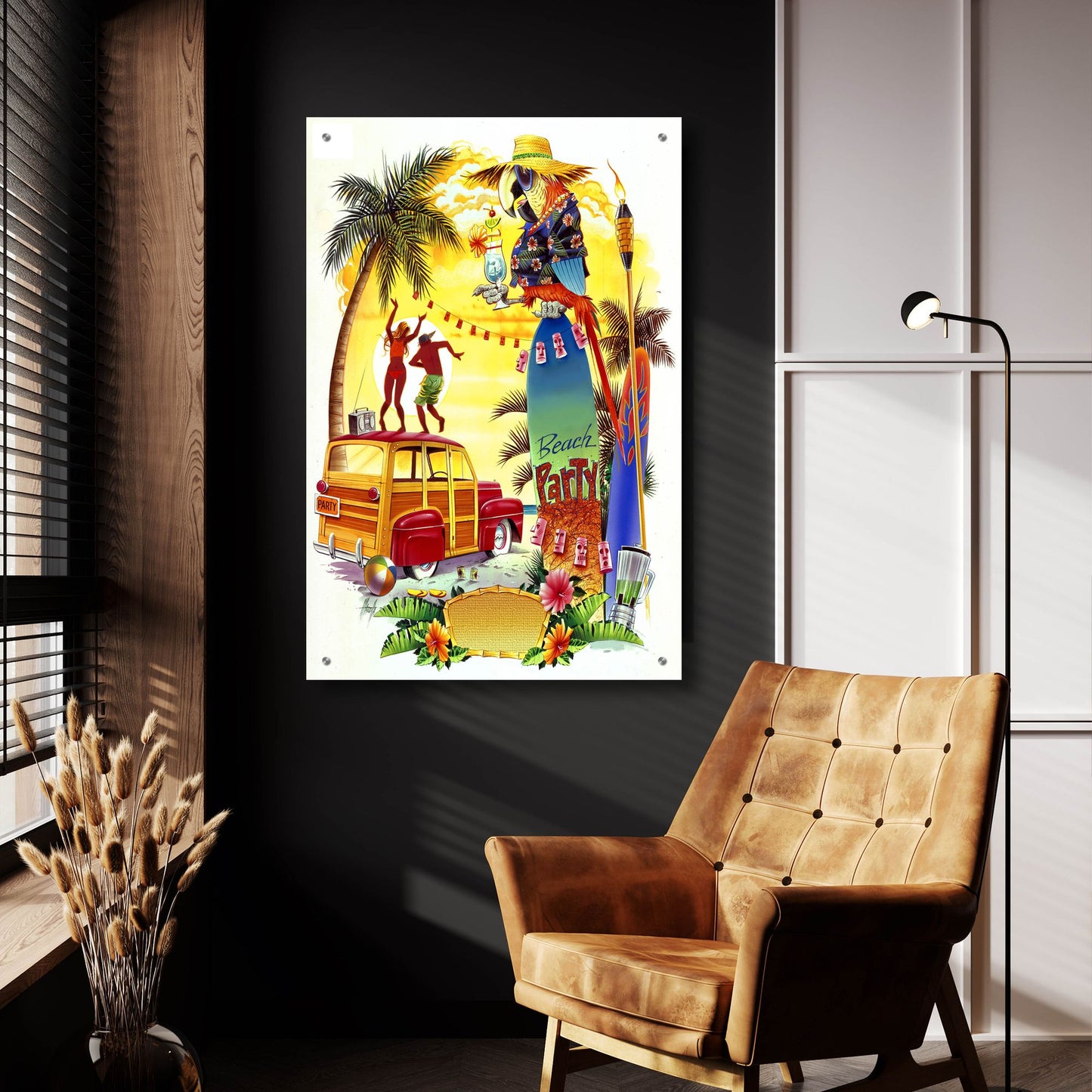 Epic Art 'Woodie Beach Party' by James Mazzotta, Acrylic Glass Wall Art,24x36