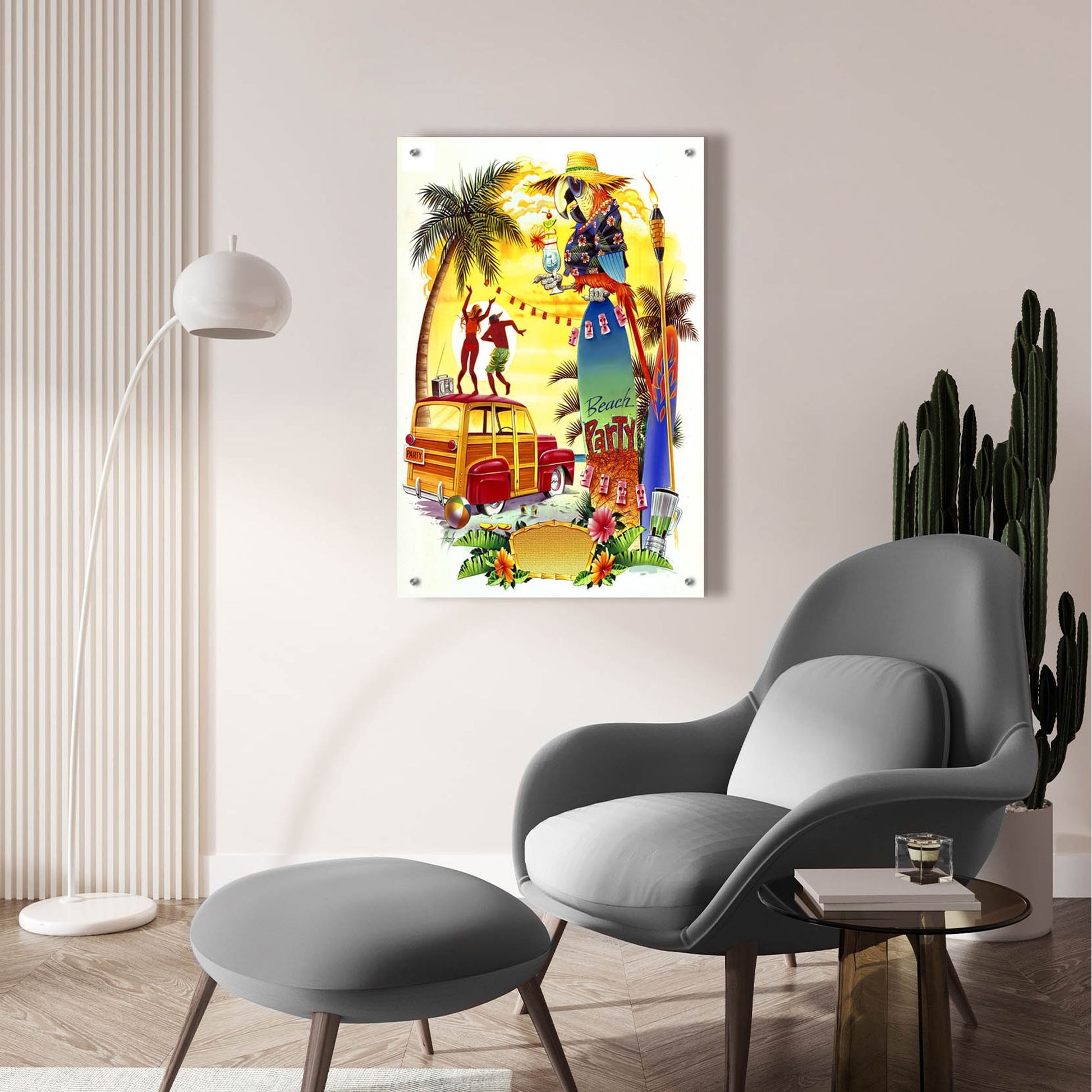 Epic Art 'Woodie Beach Party' by James Mazzotta, Acrylic Glass Wall Art,24x36