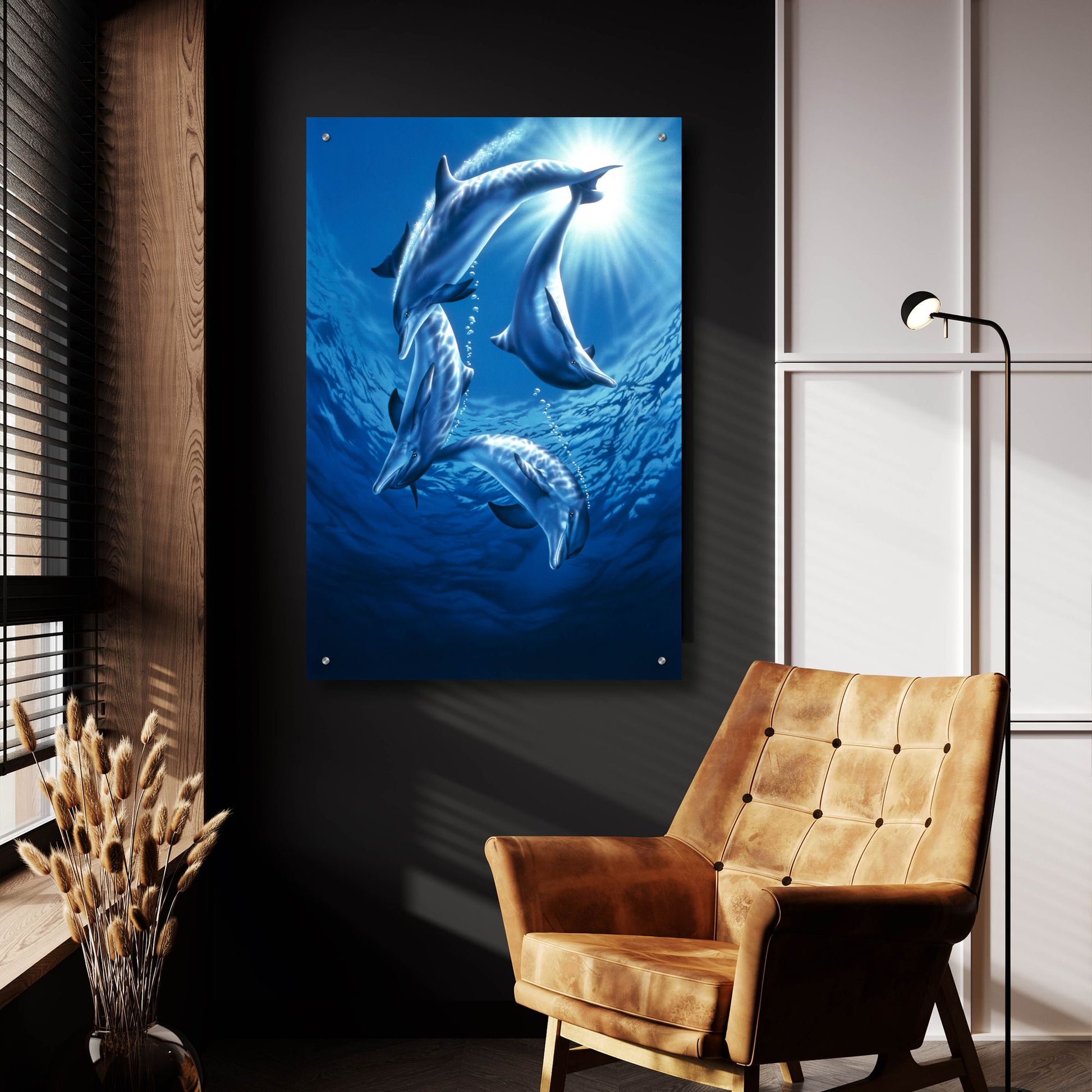 Epic Art 'Dolphin Swing' by Joh Naito, Acrylic Glass Wall Art,24x36