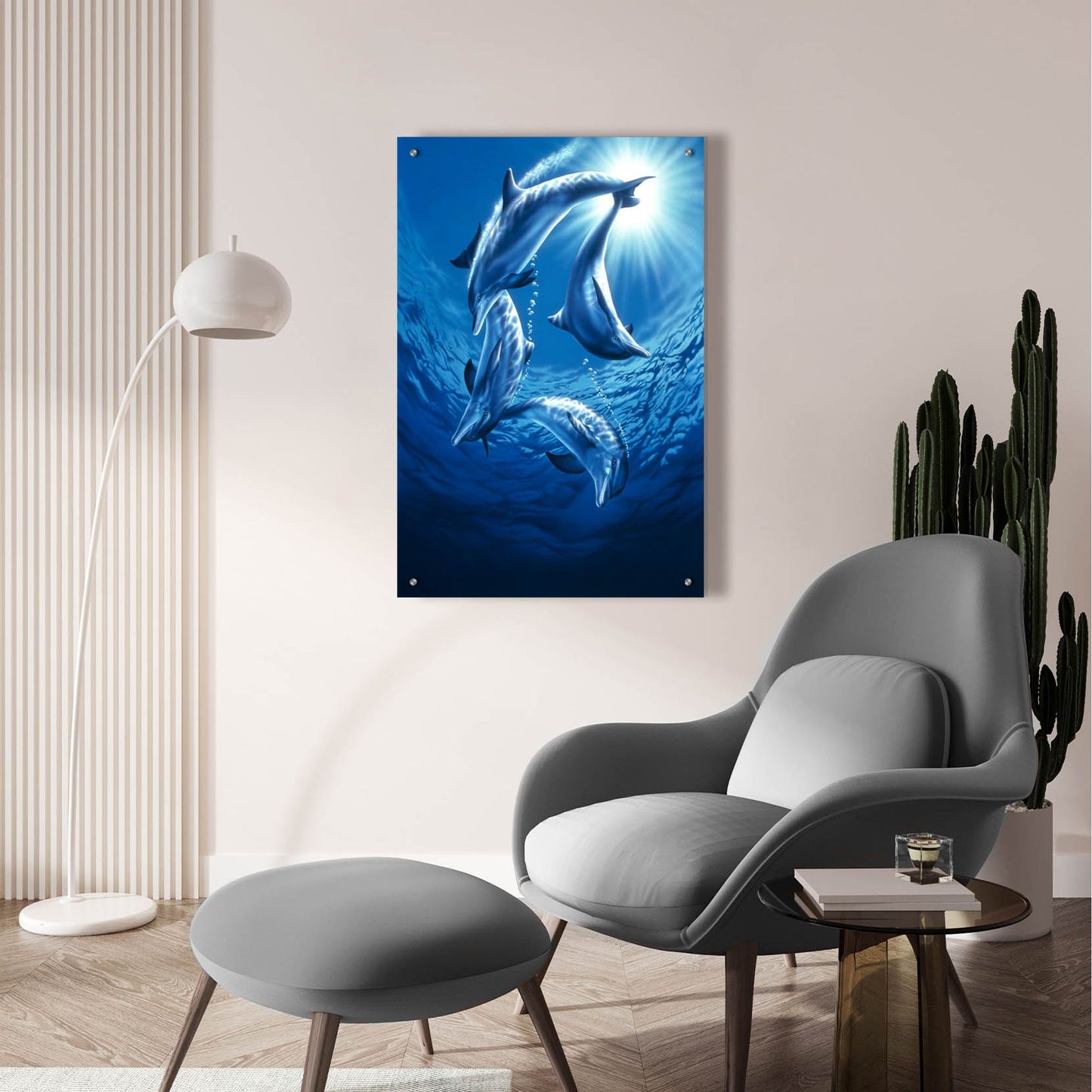 Epic Art 'Dolphin Swing' by Joh Naito, Acrylic Glass Wall Art,24x36