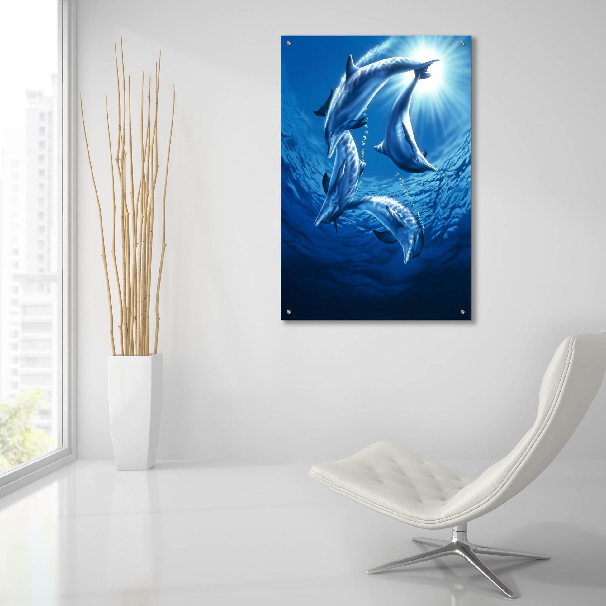 Epic Art 'Dolphin Swing' by Joh Naito, Acrylic Glass Wall Art,24x36