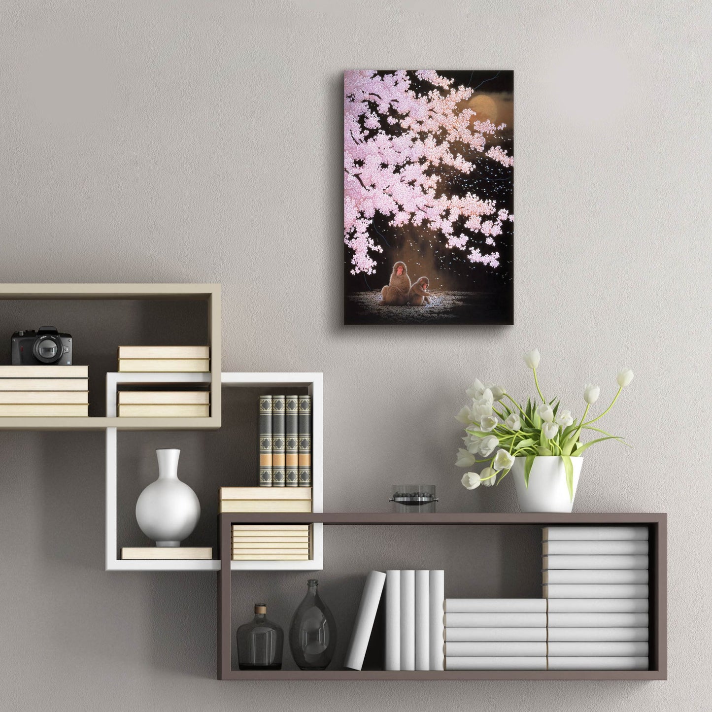 Epic Art 'Falling Cherry Blossoms' by Joh Naito, Acrylic Glass Wall Art,16x24