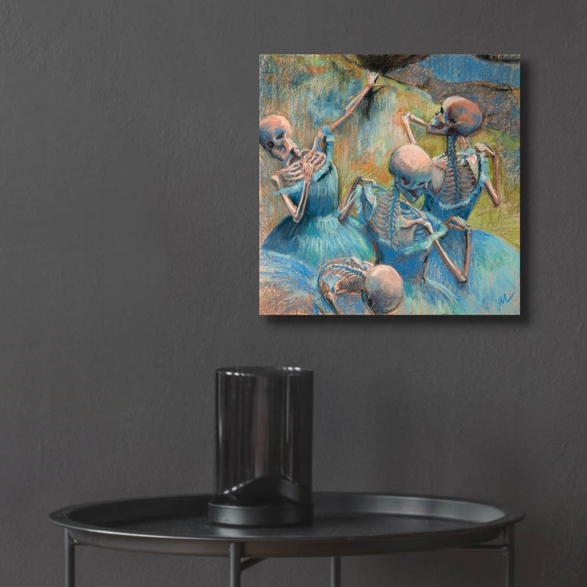 Epic Art 'Blue Skelly Dancers' by Marie Marfia Fine Art, Acrylic Glass Wall Art,12x12