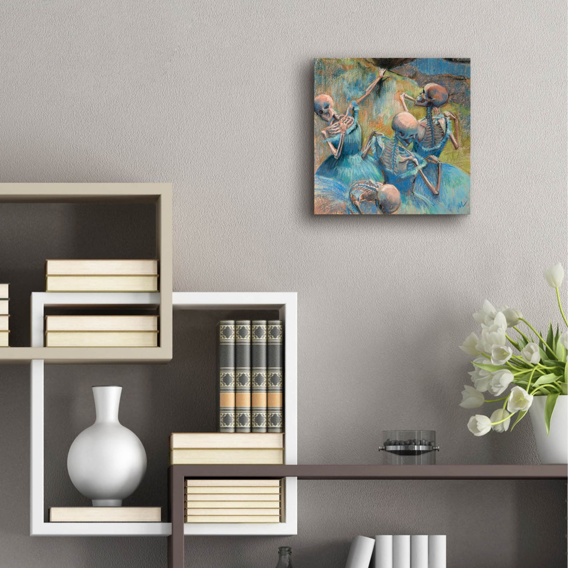 Epic Art 'Blue Skelly Dancers' by Marie Marfia Fine Art, Acrylic Glass Wall Art,12x12