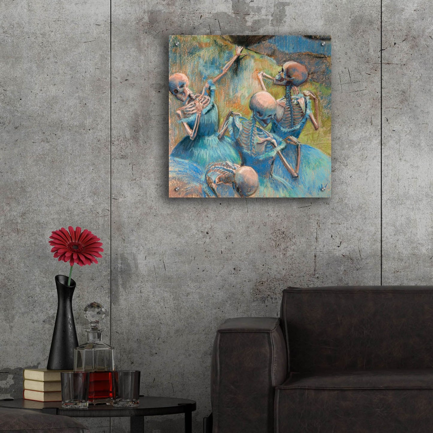 Epic Art 'Blue Skelly Dancers' by Marie Marfia Fine Art, Acrylic Glass Wall Art,24x24