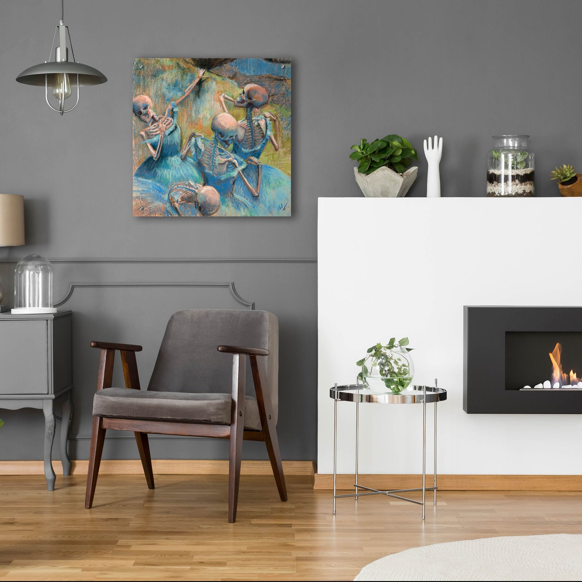 Epic Art 'Blue Skelly Dancers' by Marie Marfia Fine Art, Acrylic Glass Wall Art,24x24