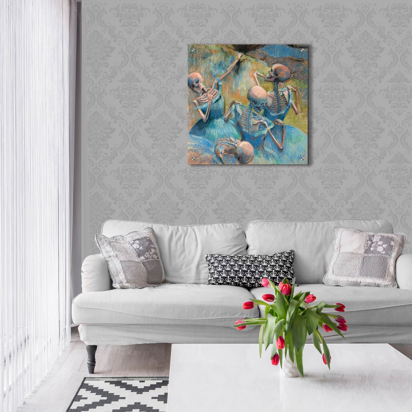 Epic Art 'Blue Skelly Dancers' by Marie Marfia Fine Art, Acrylic Glass Wall Art,24x24
