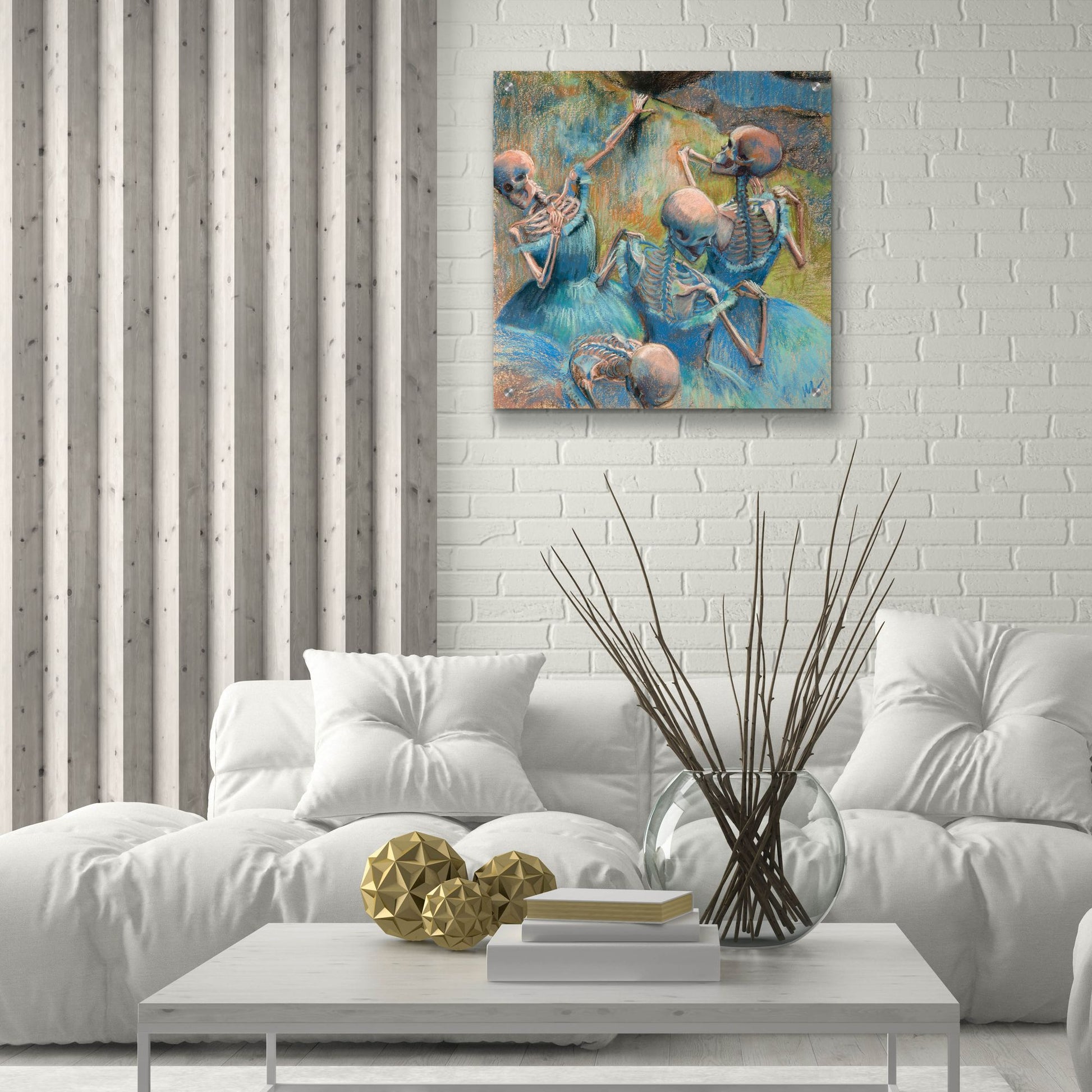 Epic Art 'Blue Skelly Dancers' by Marie Marfia Fine Art, Acrylic Glass Wall Art,24x24