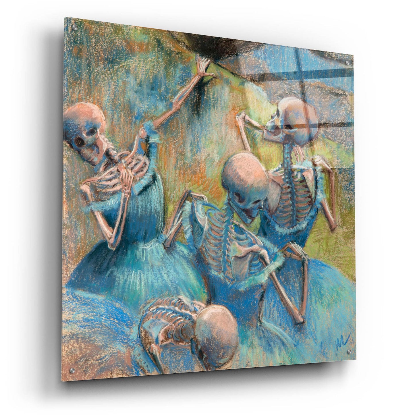 Epic Art 'Blue Skelly Dancers' by Marie Marfia Fine Art, Acrylic Glass Wall Art,36x36