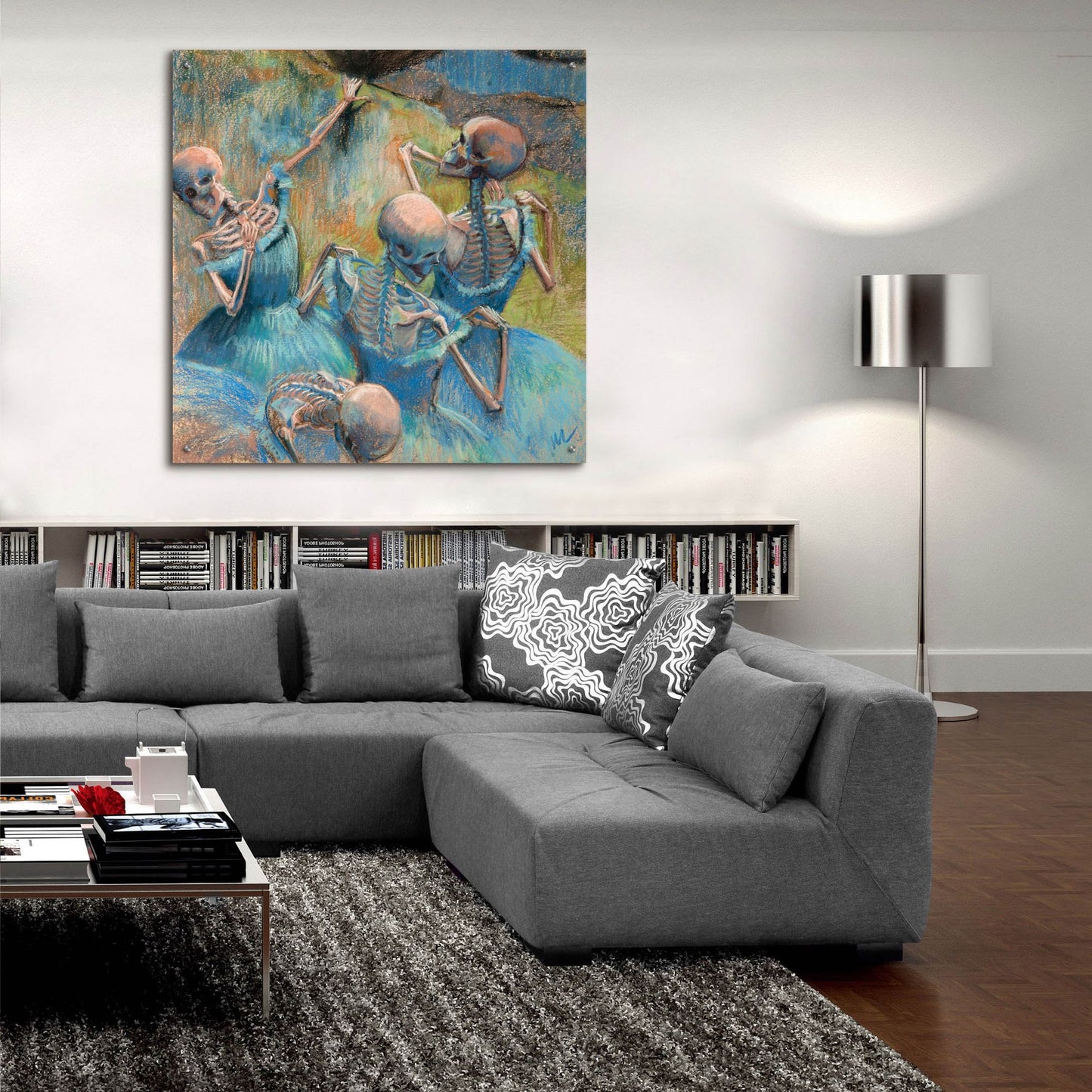 Epic Art 'Blue Skelly Dancers' by Marie Marfia Fine Art, Acrylic Glass Wall Art,36x36