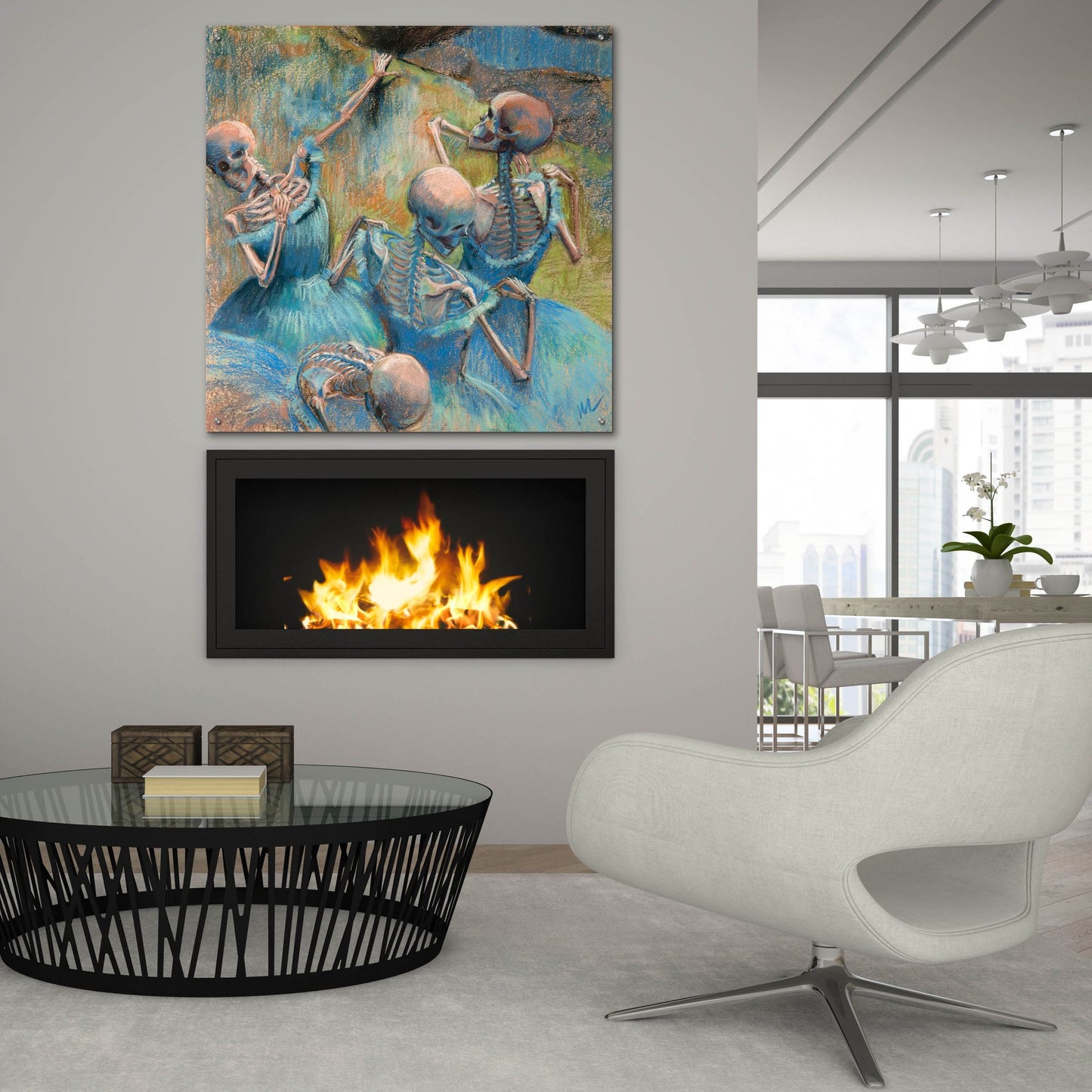 Epic Art 'Blue Skelly Dancers' by Marie Marfia Fine Art, Acrylic Glass Wall Art,36x36