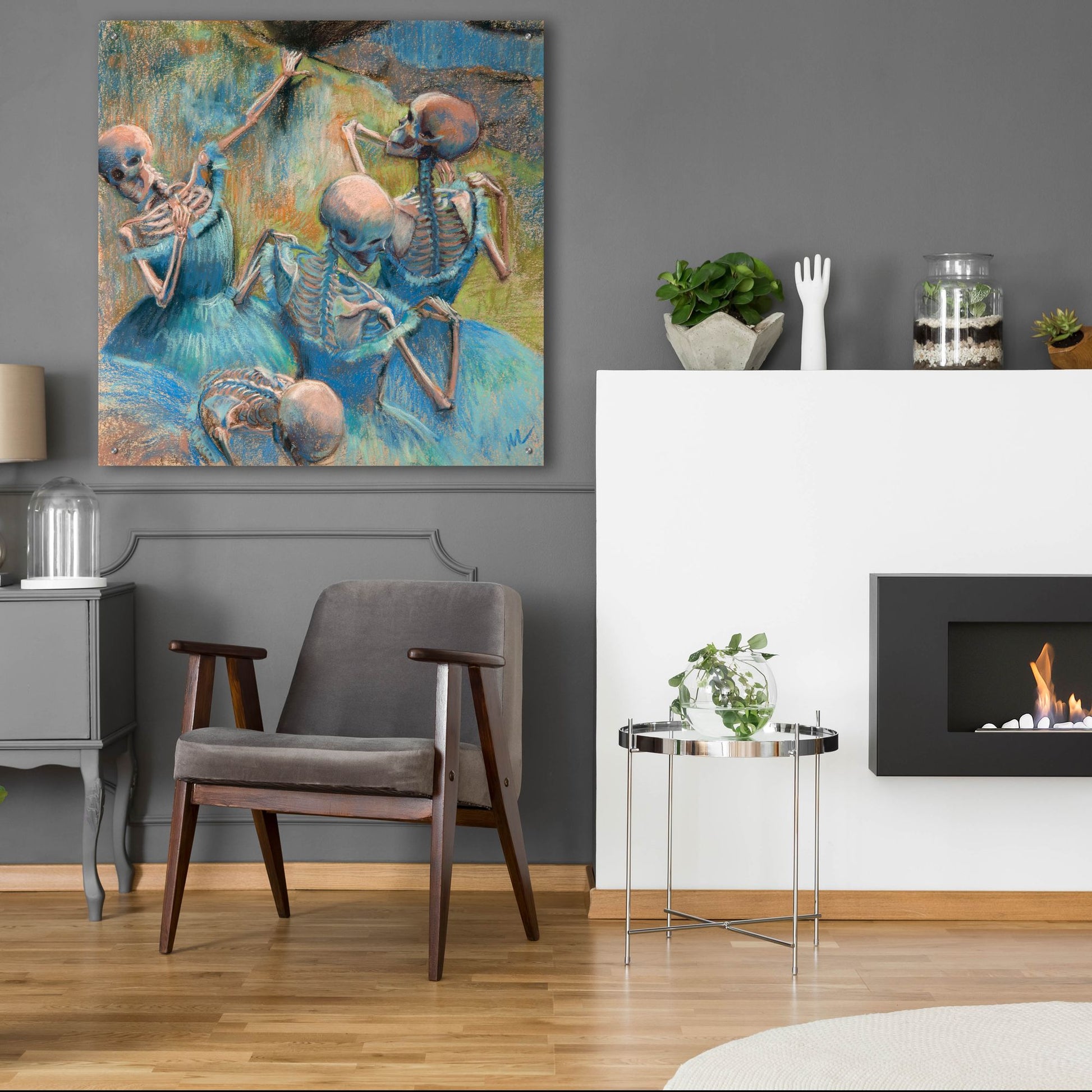 Epic Art 'Blue Skelly Dancers' by Marie Marfia Fine Art, Acrylic Glass Wall Art,36x36