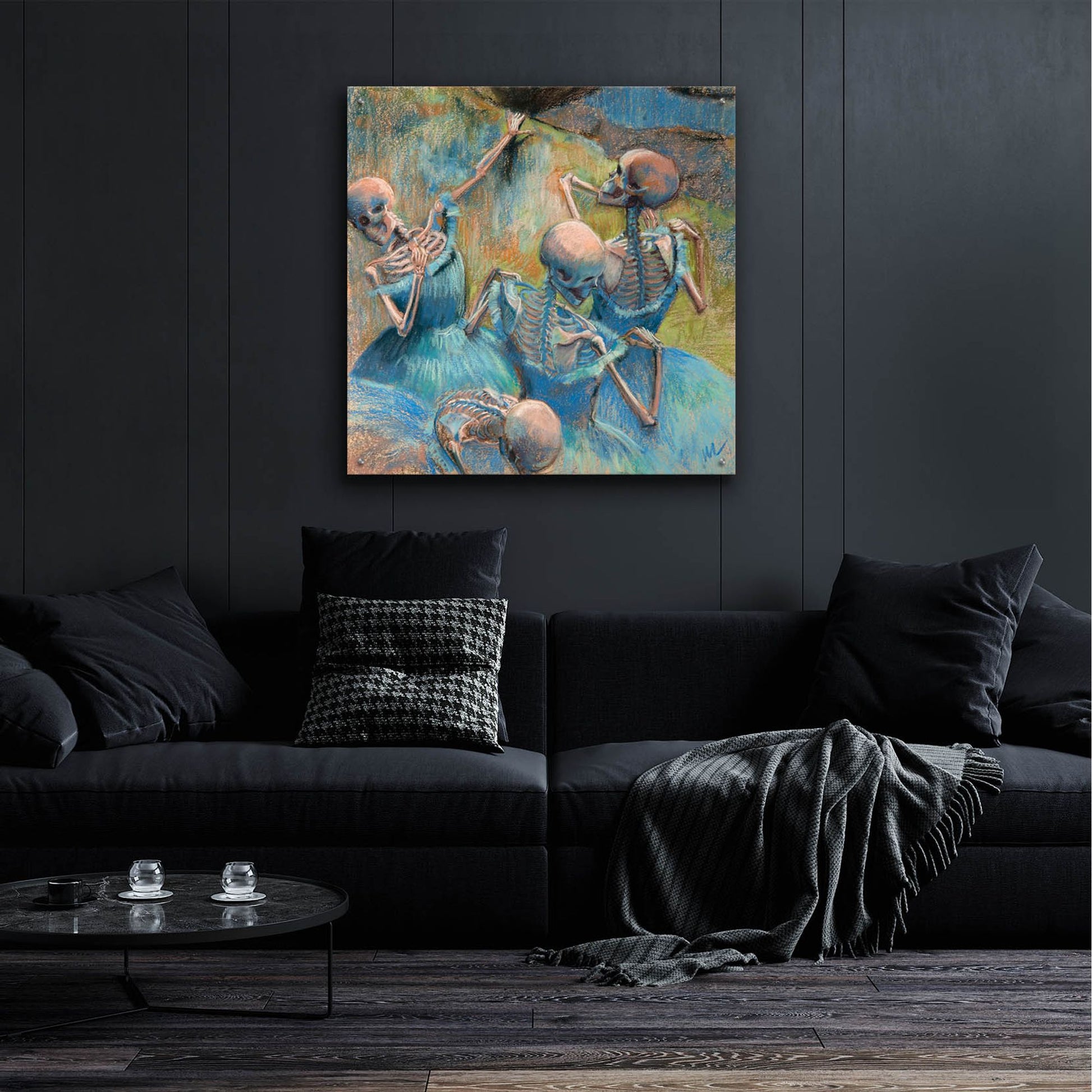 Epic Art 'Blue Skelly Dancers' by Marie Marfia Fine Art, Acrylic Glass Wall Art,36x36