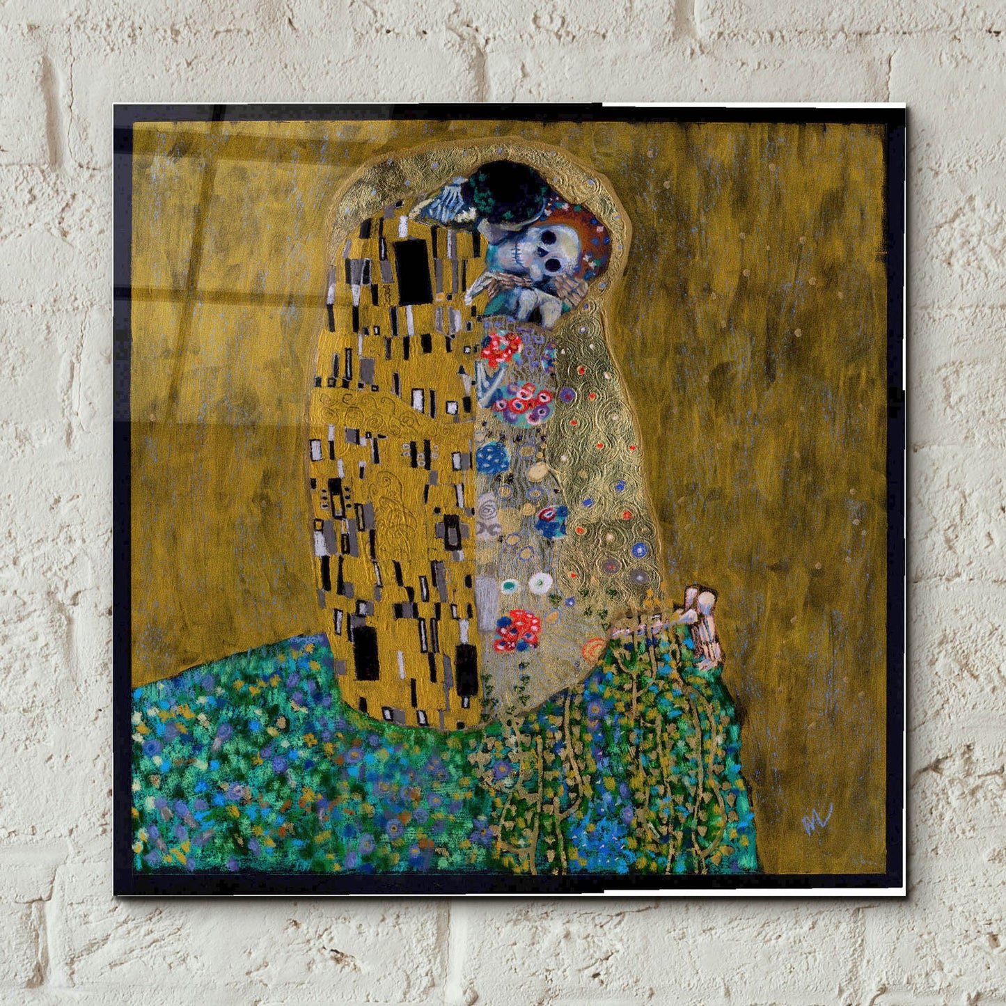 Epic Art 'The Kiss (Skelly Lovers)' by Marie Marfia Fine Art, Acrylic Glass Wall Art,12x12