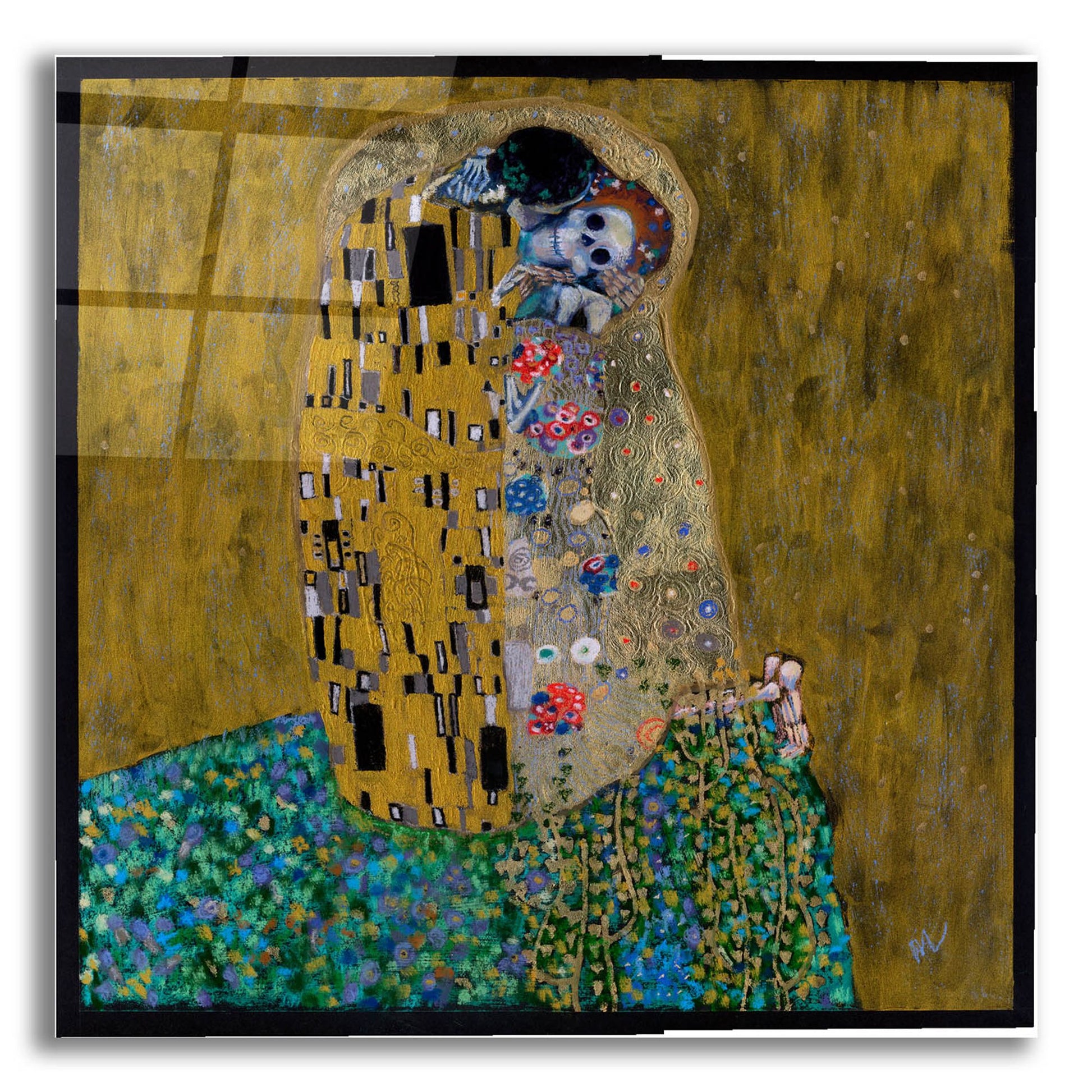 Epic Art 'The Kiss (Skelly Lovers)' by Marie Marfia Fine Art, Acrylic Glass Wall Art,12x12