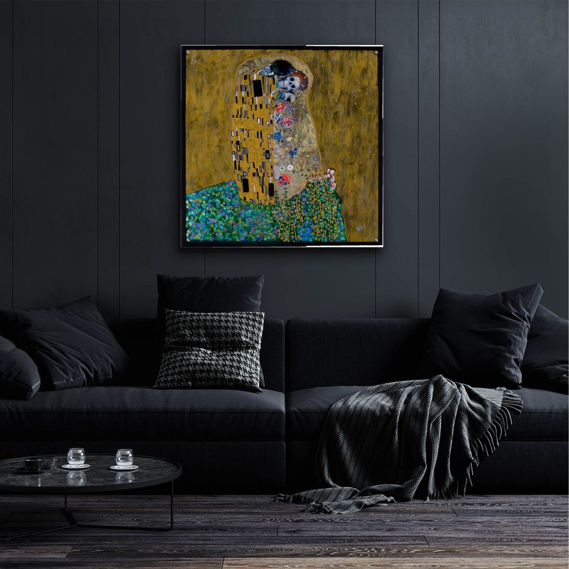 Epic Art 'The Kiss (Skelly Lovers)' by Marie Marfia Fine Art, Acrylic Glass Wall Art,36x36