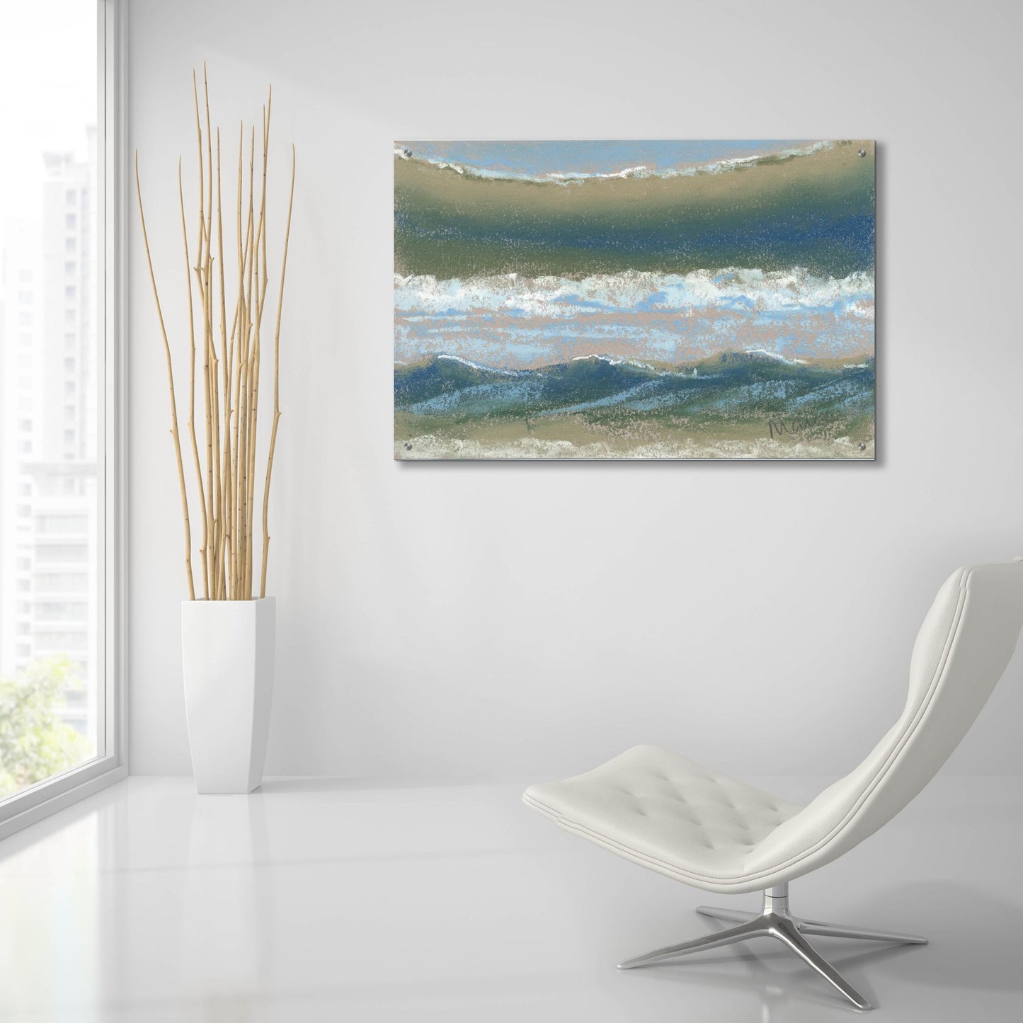 Epic Art 'Blue and Green' by Marie Marfia Fine Art, Acrylic Glass Wall Art,36x24