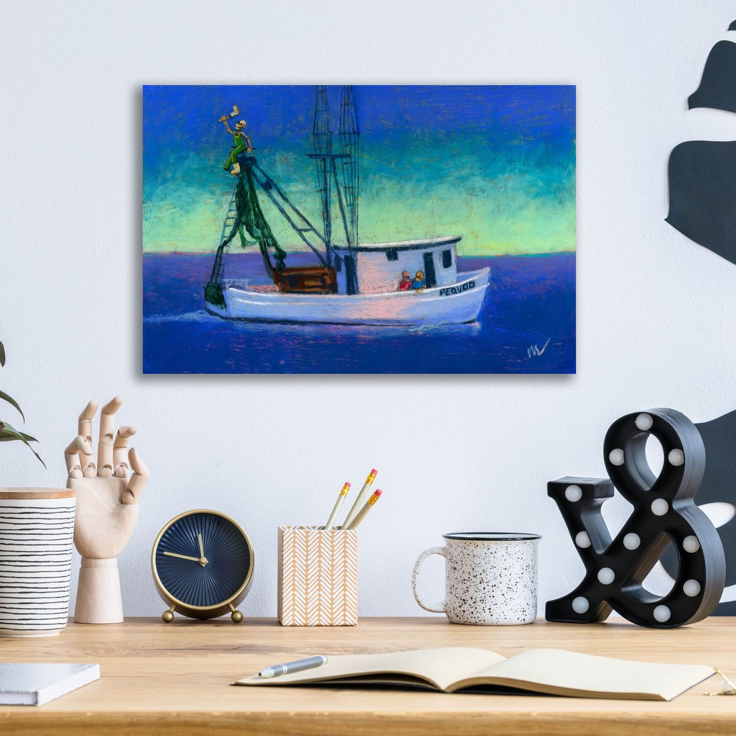Epic Art 'Captain's Going Through Some Issues' by Marie Marfia Fine Art, Acrylic Glass Wall Art,16x12
