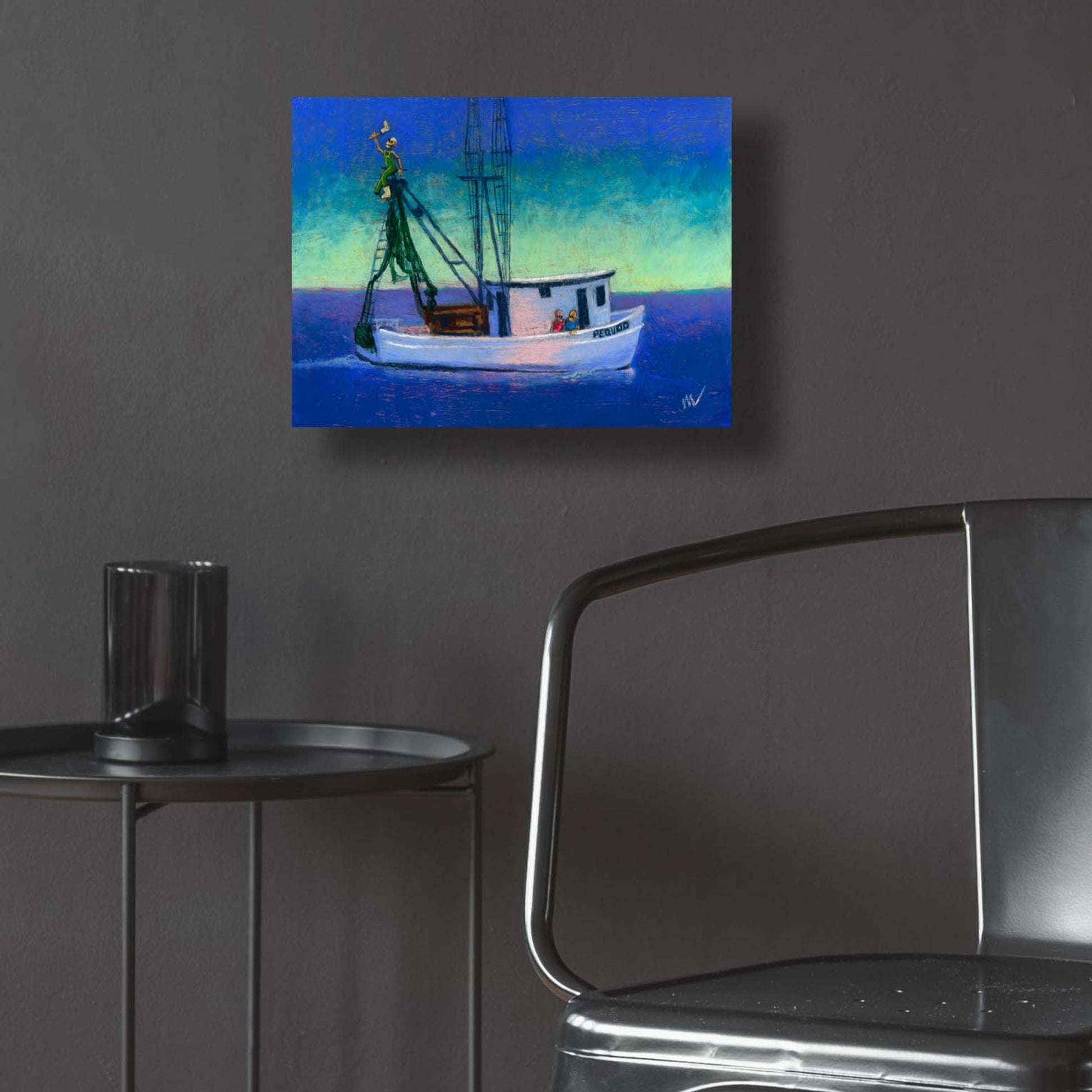 Epic Art 'Captain's Going Through Some Issues' by Marie Marfia Fine Art, Acrylic Glass Wall Art,16x12