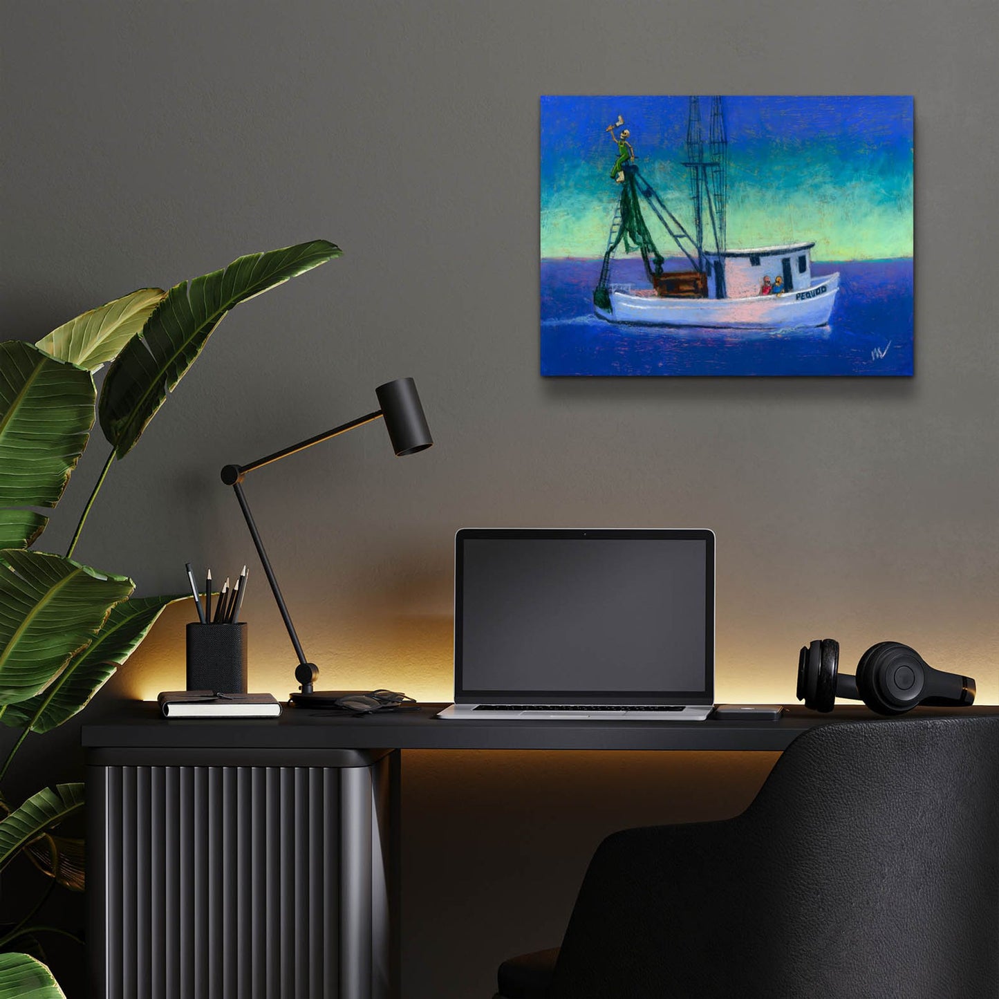 Epic Art 'Captain's Going Through Some Issues' by Marie Marfia Fine Art, Acrylic Glass Wall Art,16x12