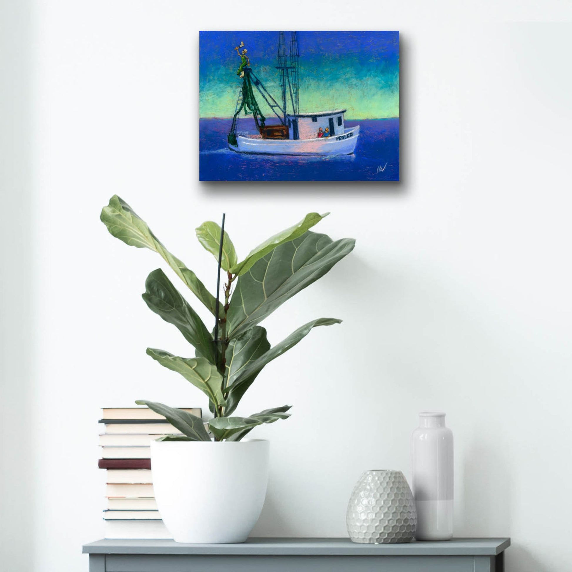 Epic Art 'Captain's Going Through Some Issues' by Marie Marfia Fine Art, Acrylic Glass Wall Art,16x12