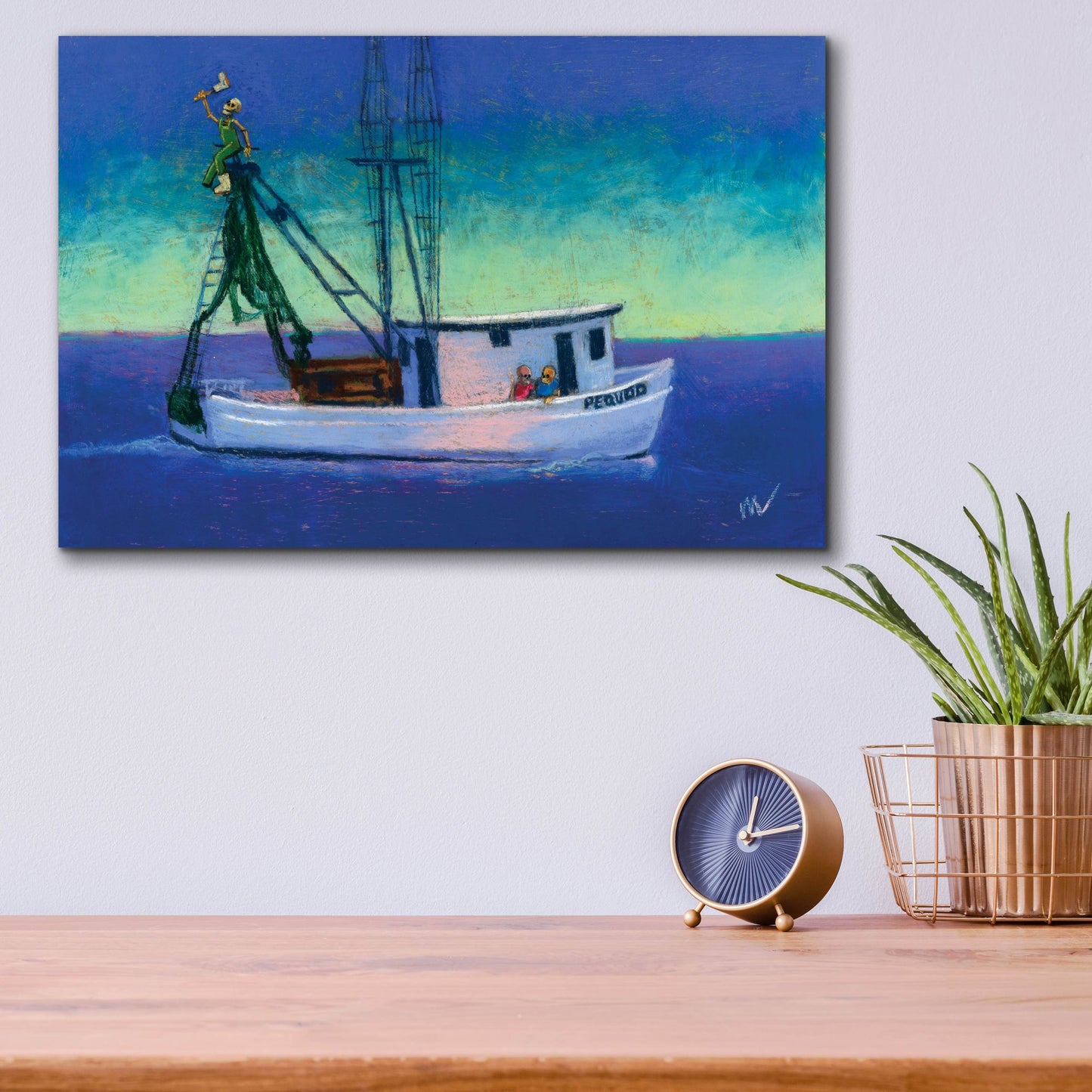 Epic Art 'Captain's Going Through Some Issues' by Marie Marfia Fine Art, Acrylic Glass Wall Art,16x12