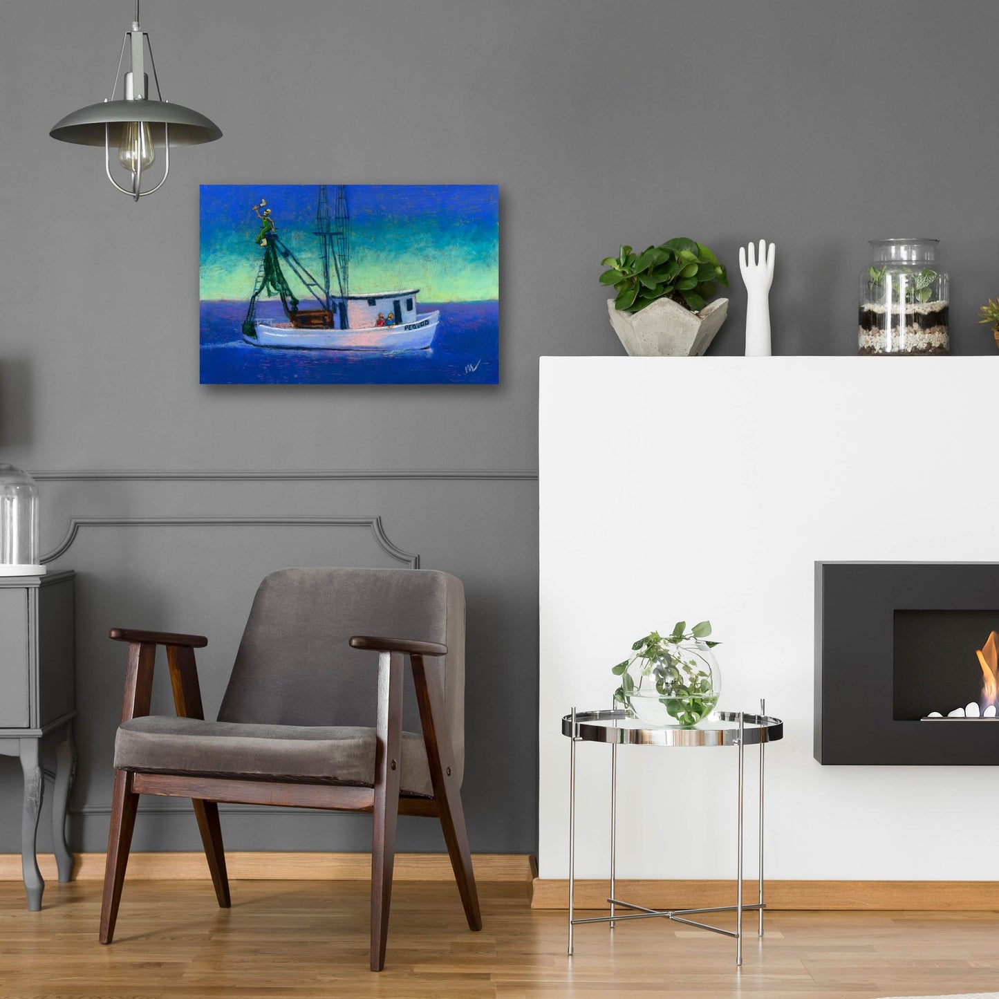 Epic Art 'Captain's Going Through Some Issues' by Marie Marfia Fine Art, Acrylic Glass Wall Art,24x16