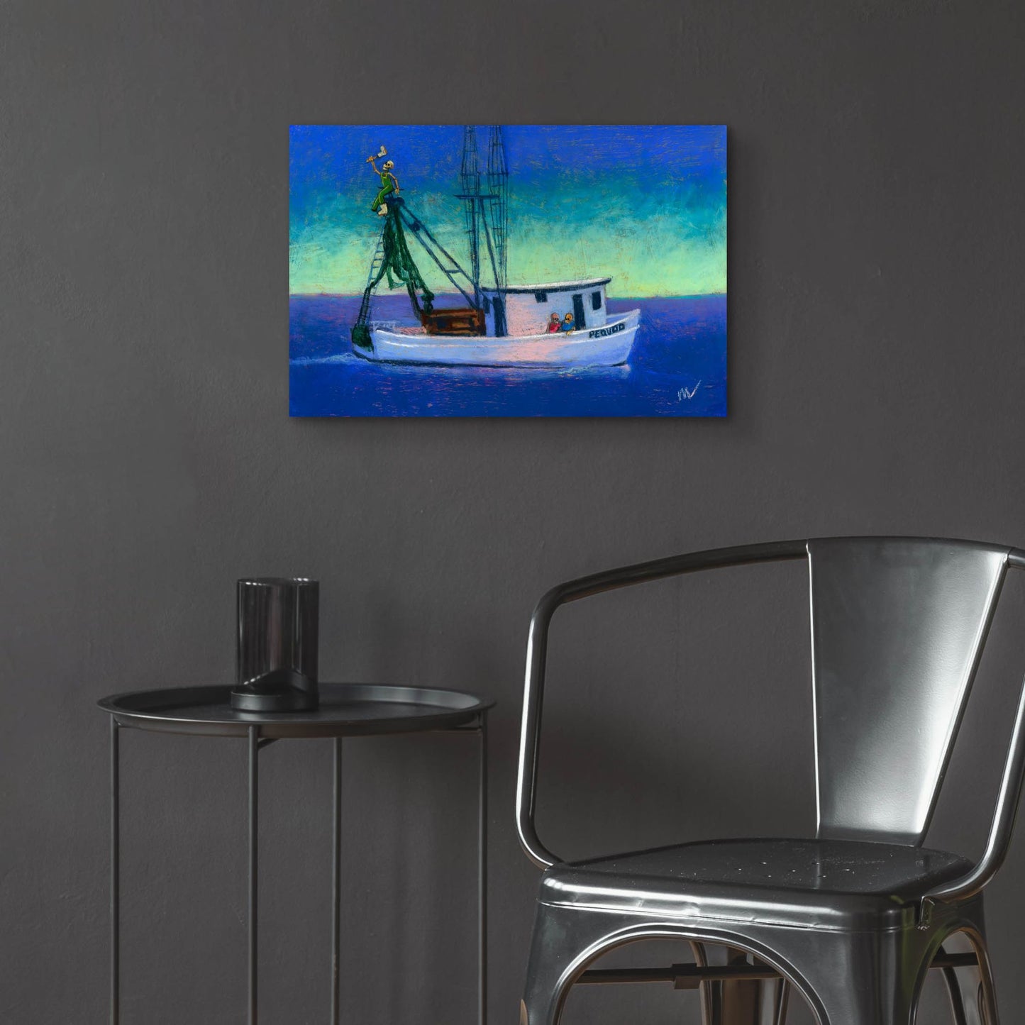 Epic Art 'Captain's Going Through Some Issues' by Marie Marfia Fine Art, Acrylic Glass Wall Art,24x16