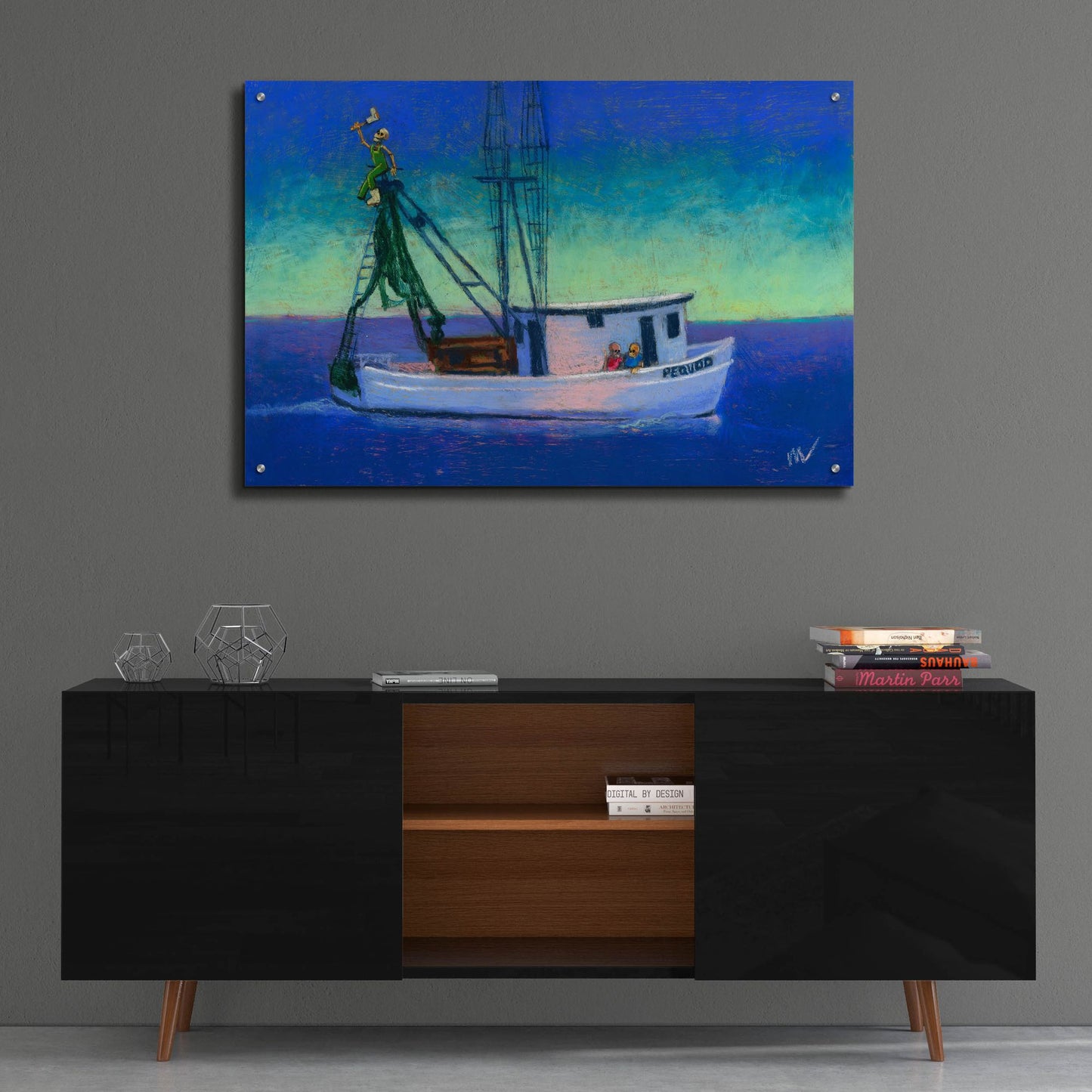 Epic Art 'Captain's Going Through Some Issues' by Marie Marfia Fine Art, Acrylic Glass Wall Art,36x24