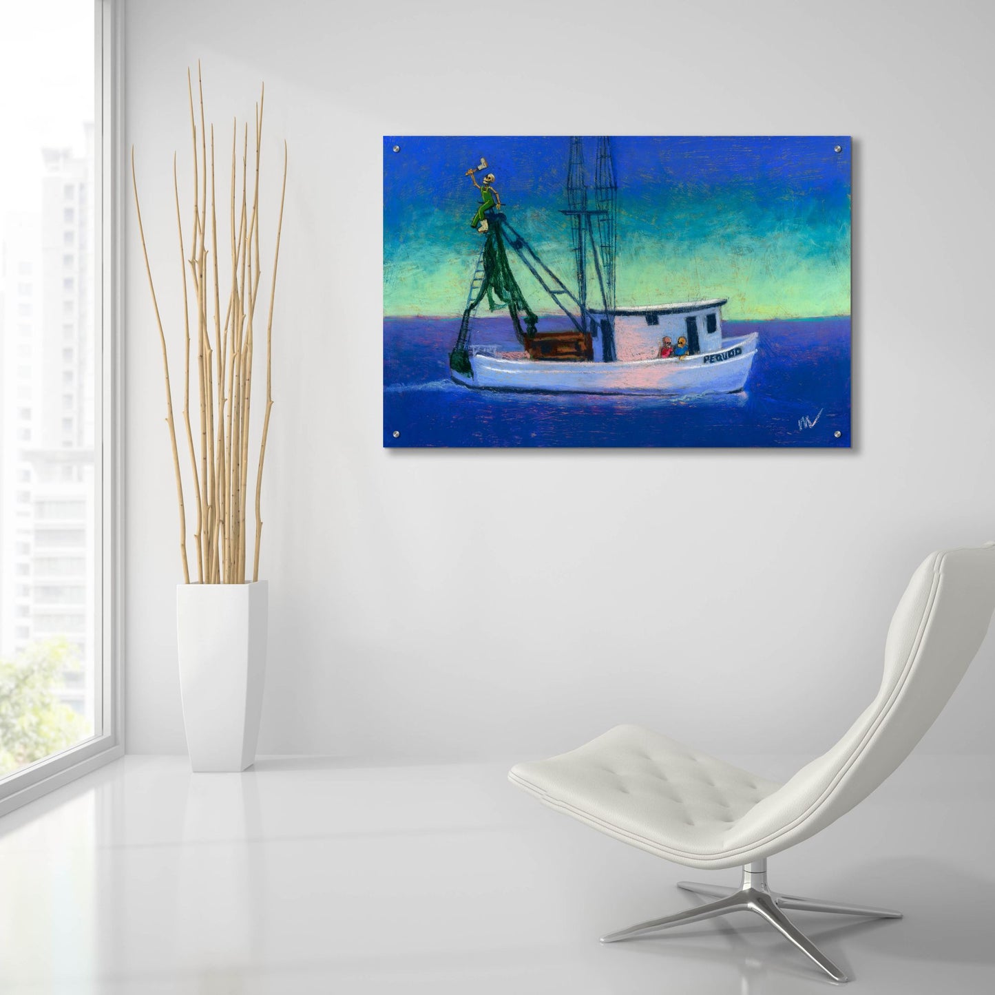 Epic Art 'Captain's Going Through Some Issues' by Marie Marfia Fine Art, Acrylic Glass Wall Art,36x24