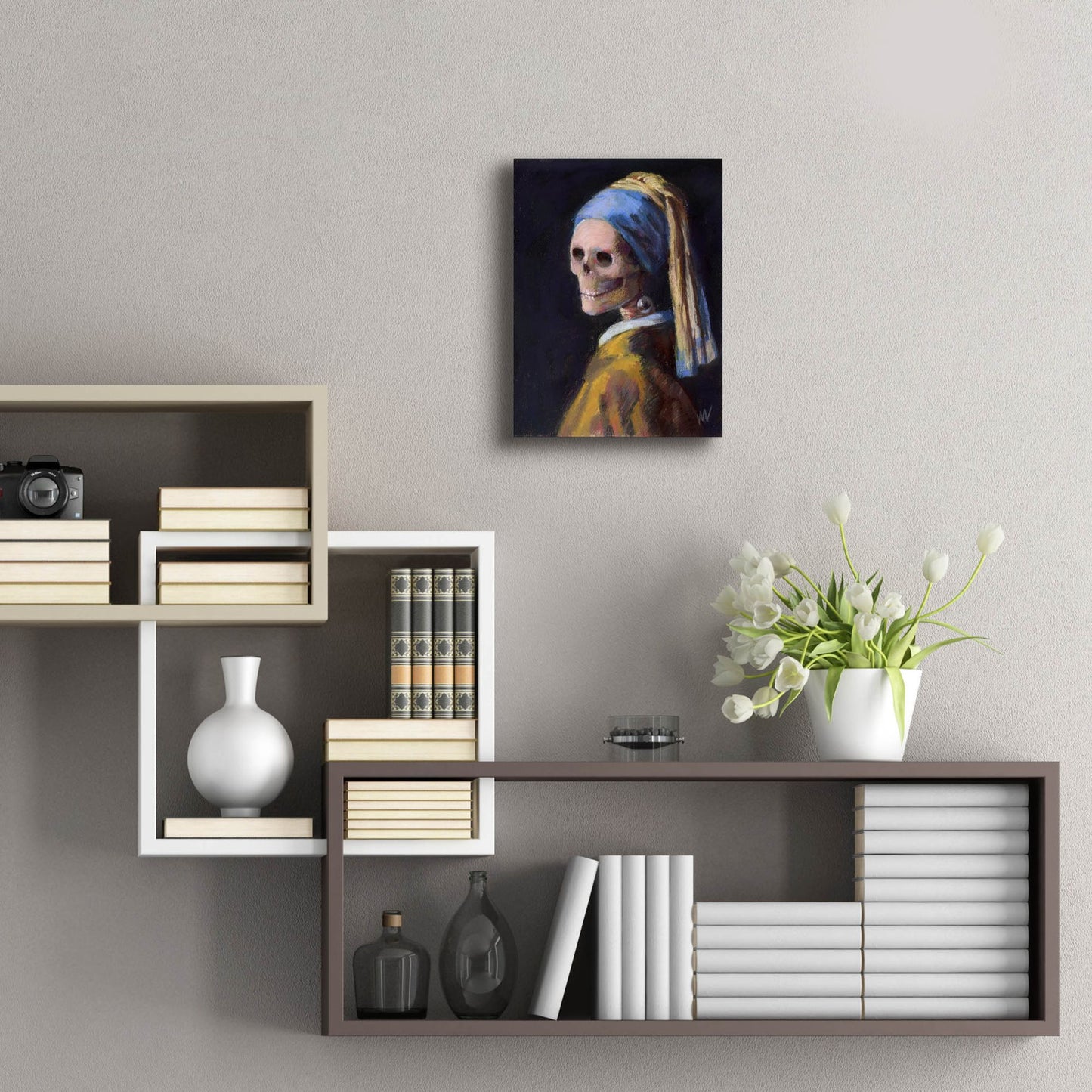 Epic Art 'Skelly with a Pearl Earring' by Marie Marfia Fine Art, Acrylic Glass Wall Art,12x16