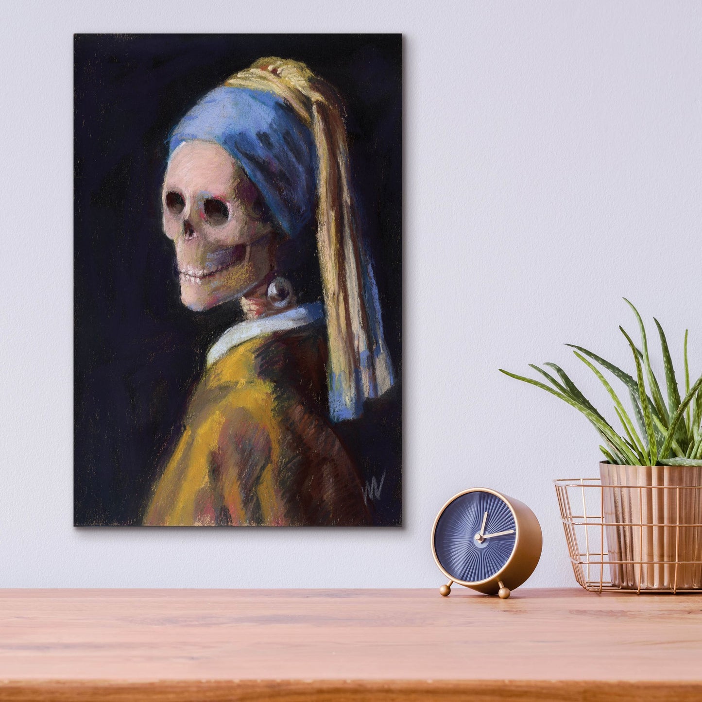 Epic Art 'Skelly with a Pearl Earring' by Marie Marfia Fine Art, Acrylic Glass Wall Art,12x16