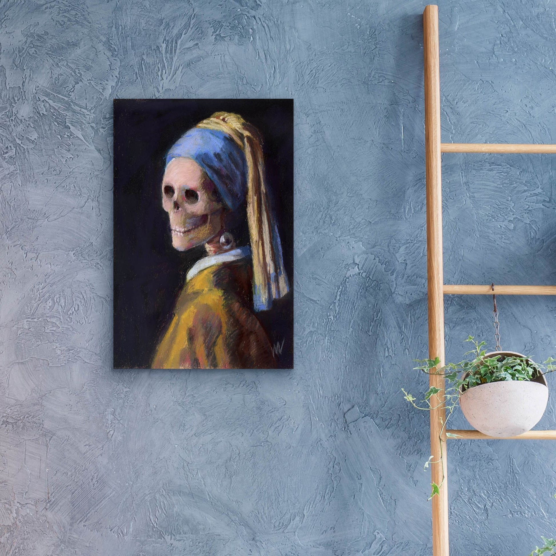 Epic Art 'Skelly with a Pearl Earring' by Marie Marfia Fine Art, Acrylic Glass Wall Art,16x24