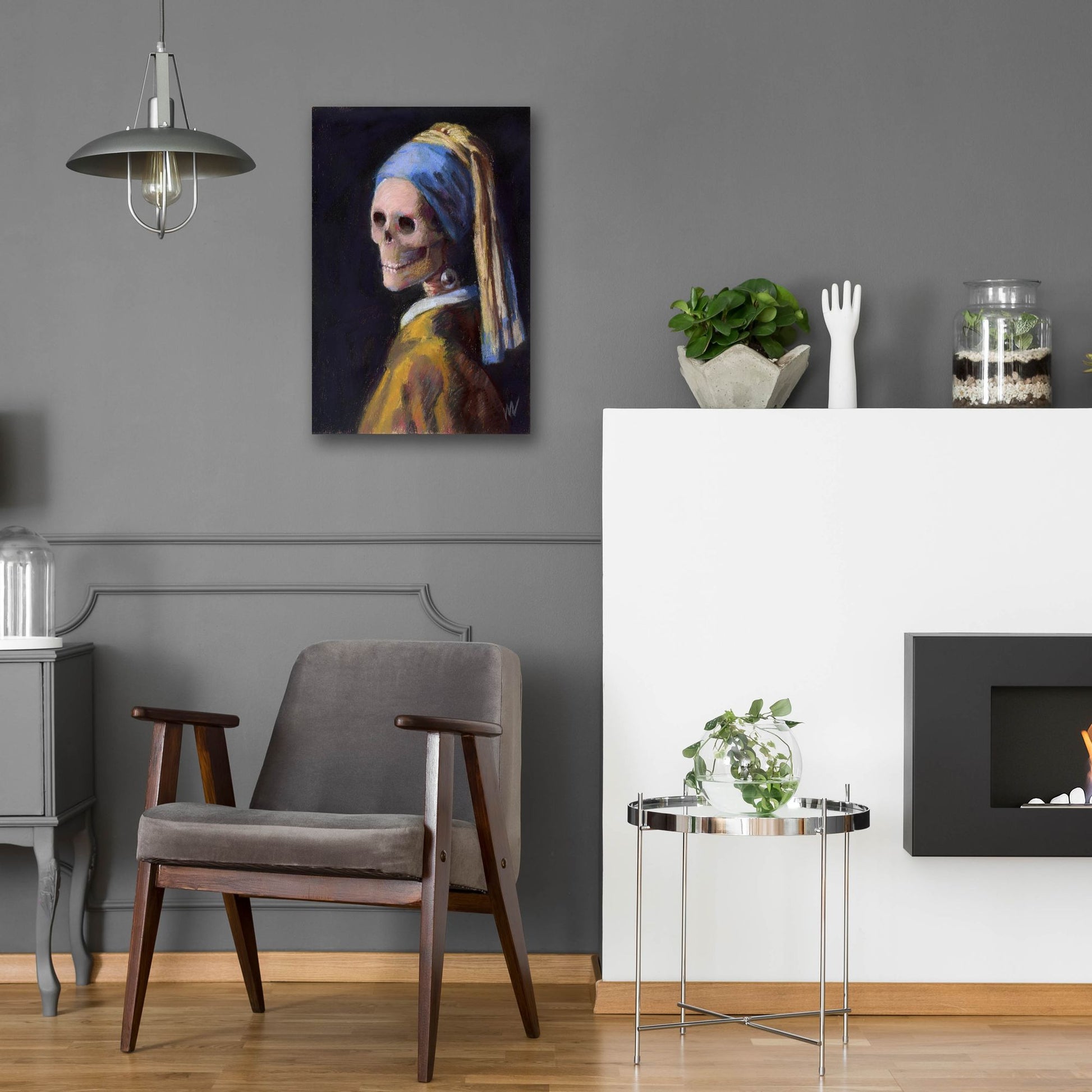 Epic Art 'Skelly with a Pearl Earring' by Marie Marfia Fine Art, Acrylic Glass Wall Art,16x24