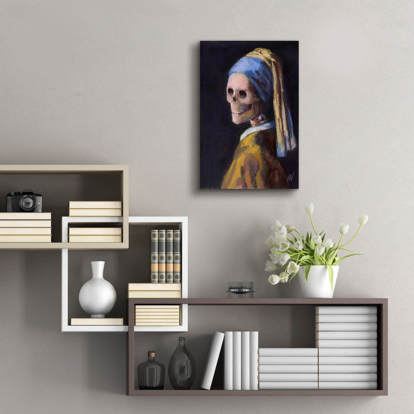 Epic Art 'Skelly with a Pearl Earring' by Marie Marfia Fine Art, Acrylic Glass Wall Art,16x24