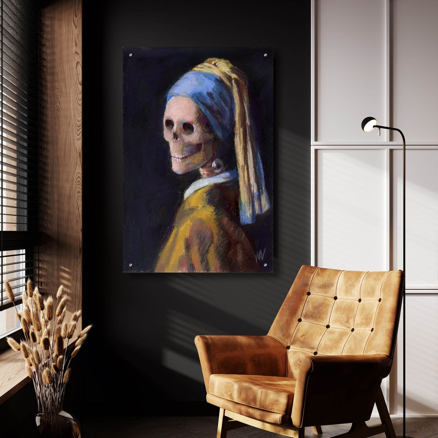 Epic Art 'Skelly with a Pearl Earring' by Marie Marfia Fine Art, Acrylic Glass Wall Art,24x36