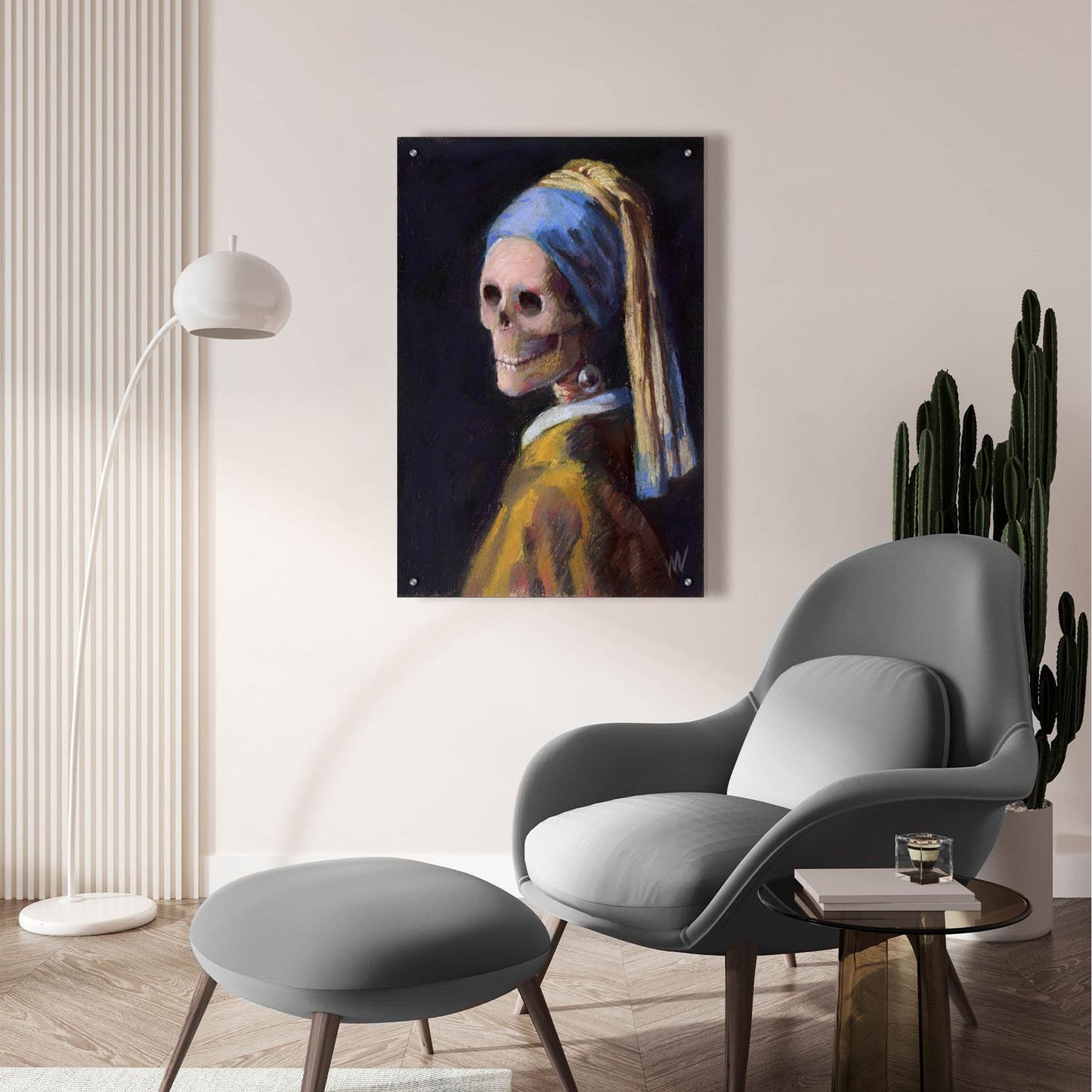 Epic Art 'Skelly with a Pearl Earring' by Marie Marfia Fine Art, Acrylic Glass Wall Art,24x36