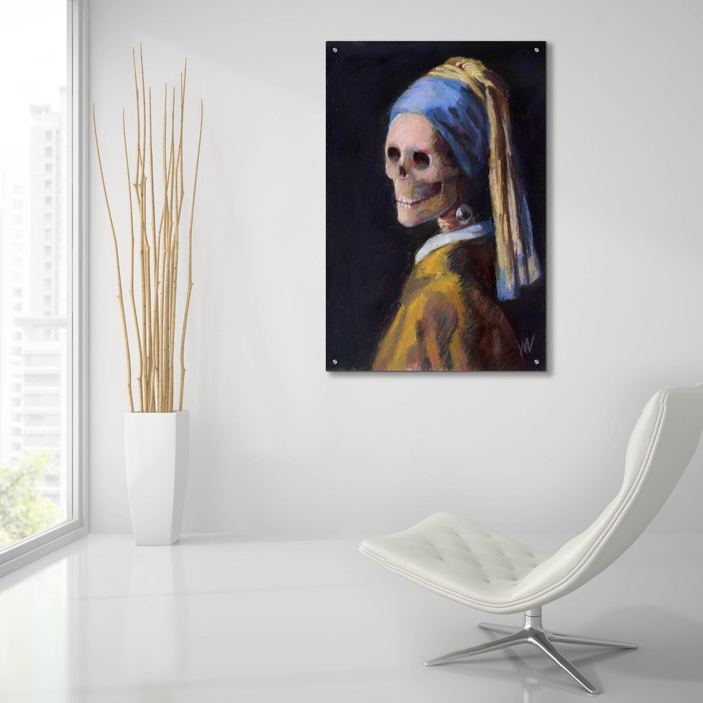 Epic Art 'Skelly with a Pearl Earring' by Marie Marfia Fine Art, Acrylic Glass Wall Art,24x36