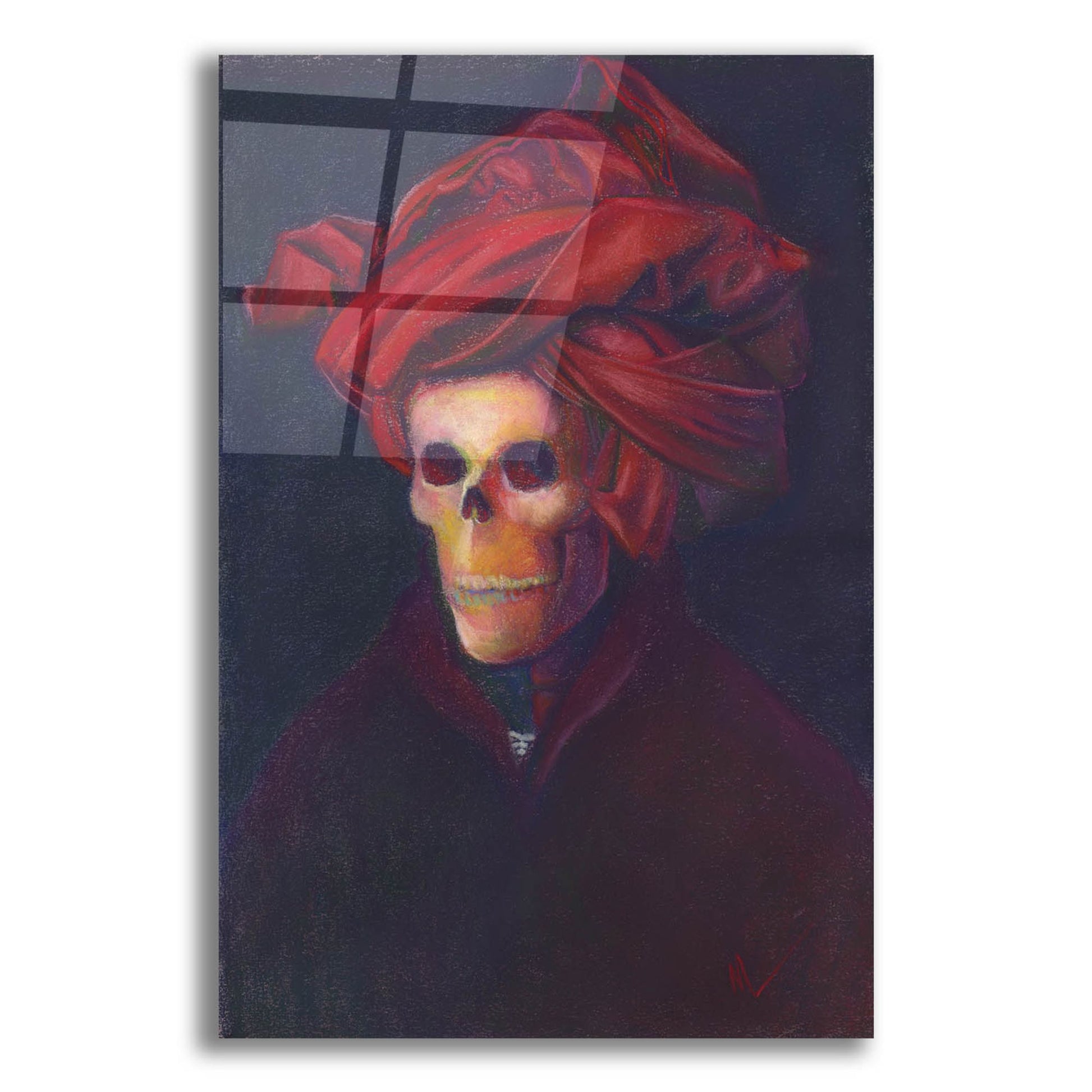 Epic Art 'Skelly In The Red Turban' by Marie Marfia Fine Art, Acrylic Glass Wall Art,12x16