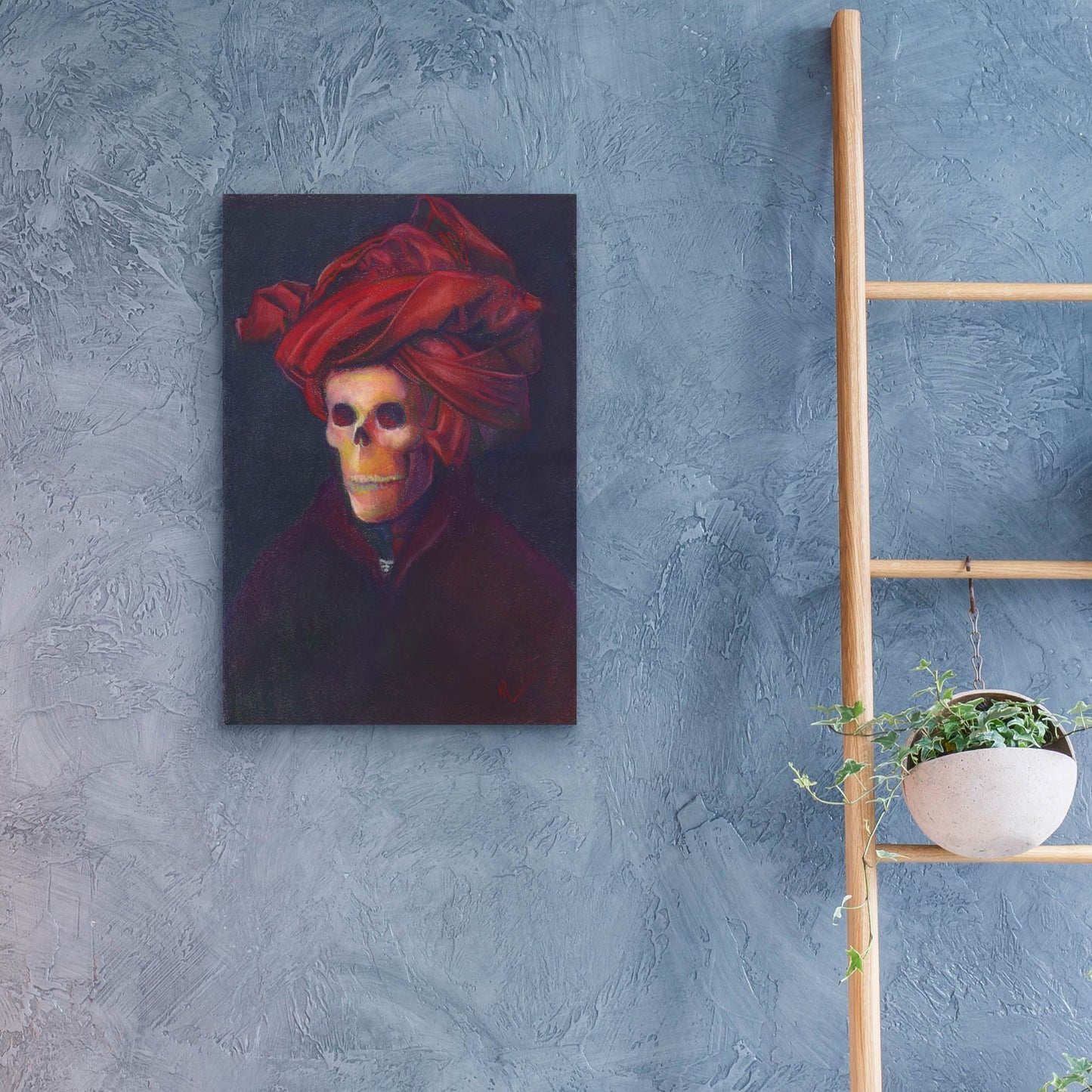 Epic Art 'Skelly In The Red Turban' by Marie Marfia Fine Art, Acrylic Glass Wall Art,16x24