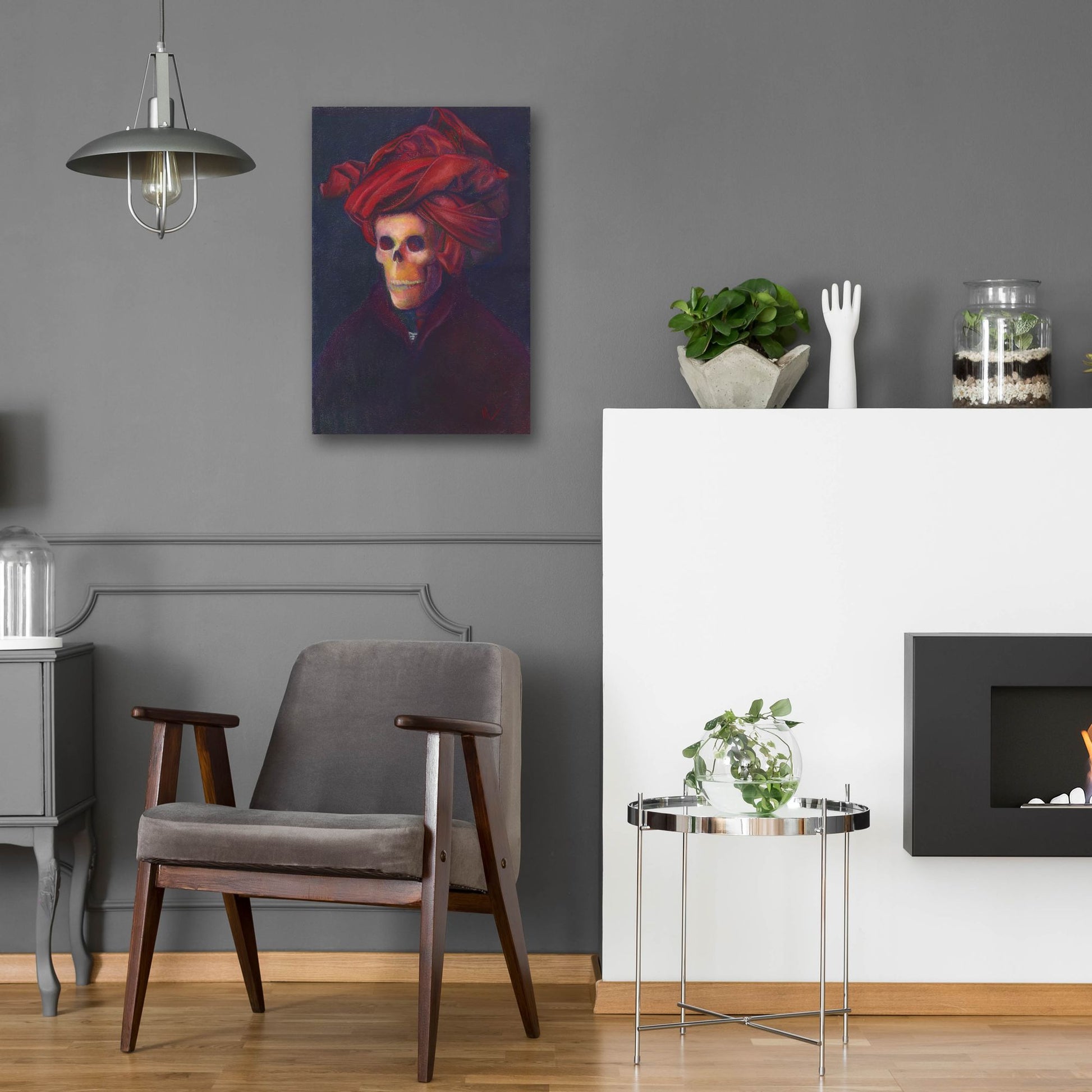 Epic Art 'Skelly In The Red Turban' by Marie Marfia Fine Art, Acrylic Glass Wall Art,16x24