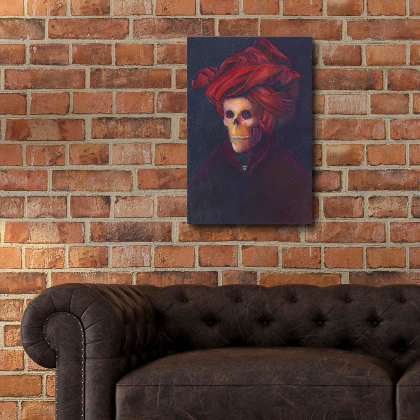 Epic Art 'Skelly In The Red Turban' by Marie Marfia Fine Art, Acrylic Glass Wall Art,16x24