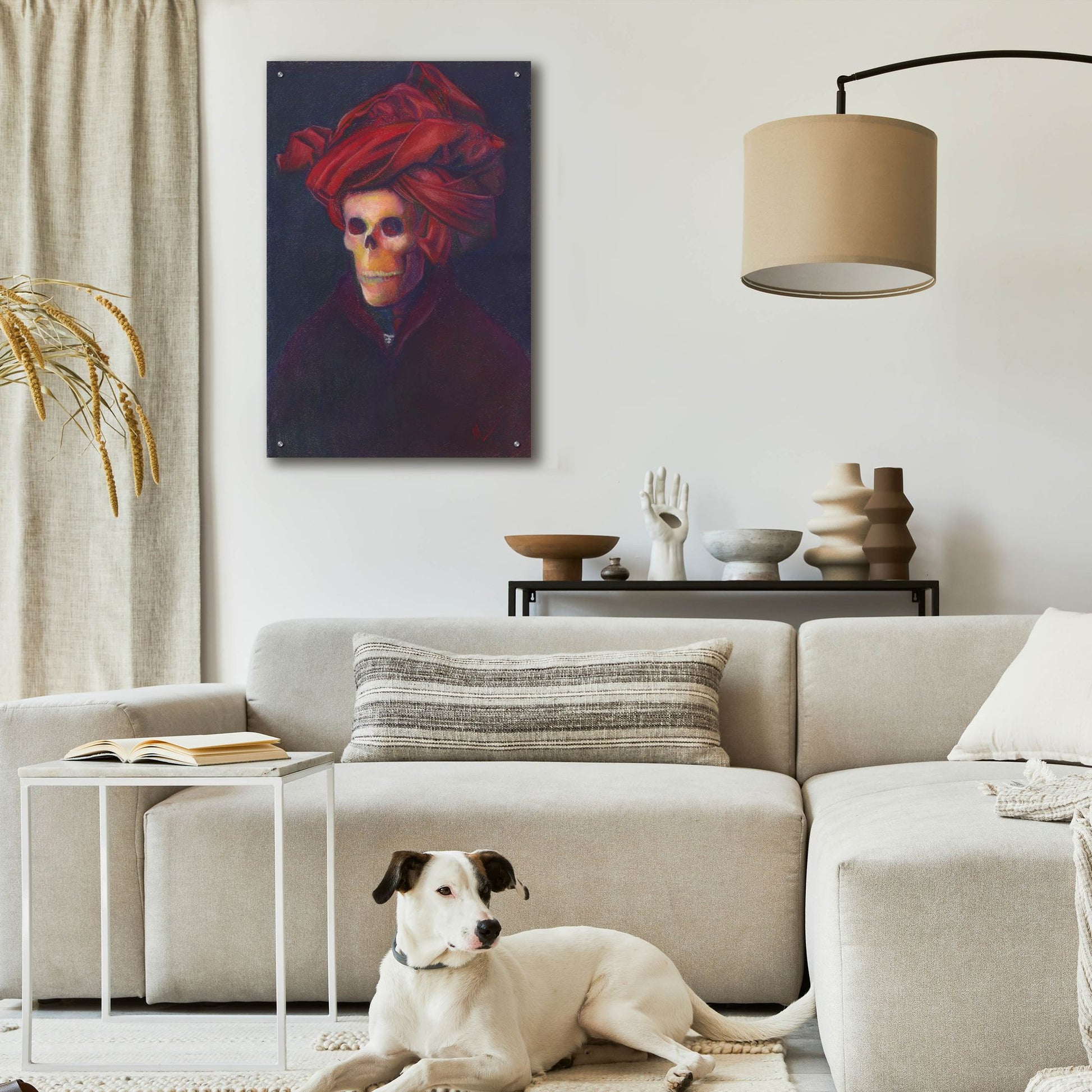 Epic Art 'Skelly In The Red Turban' by Marie Marfia Fine Art, Acrylic Glass Wall Art,24x36