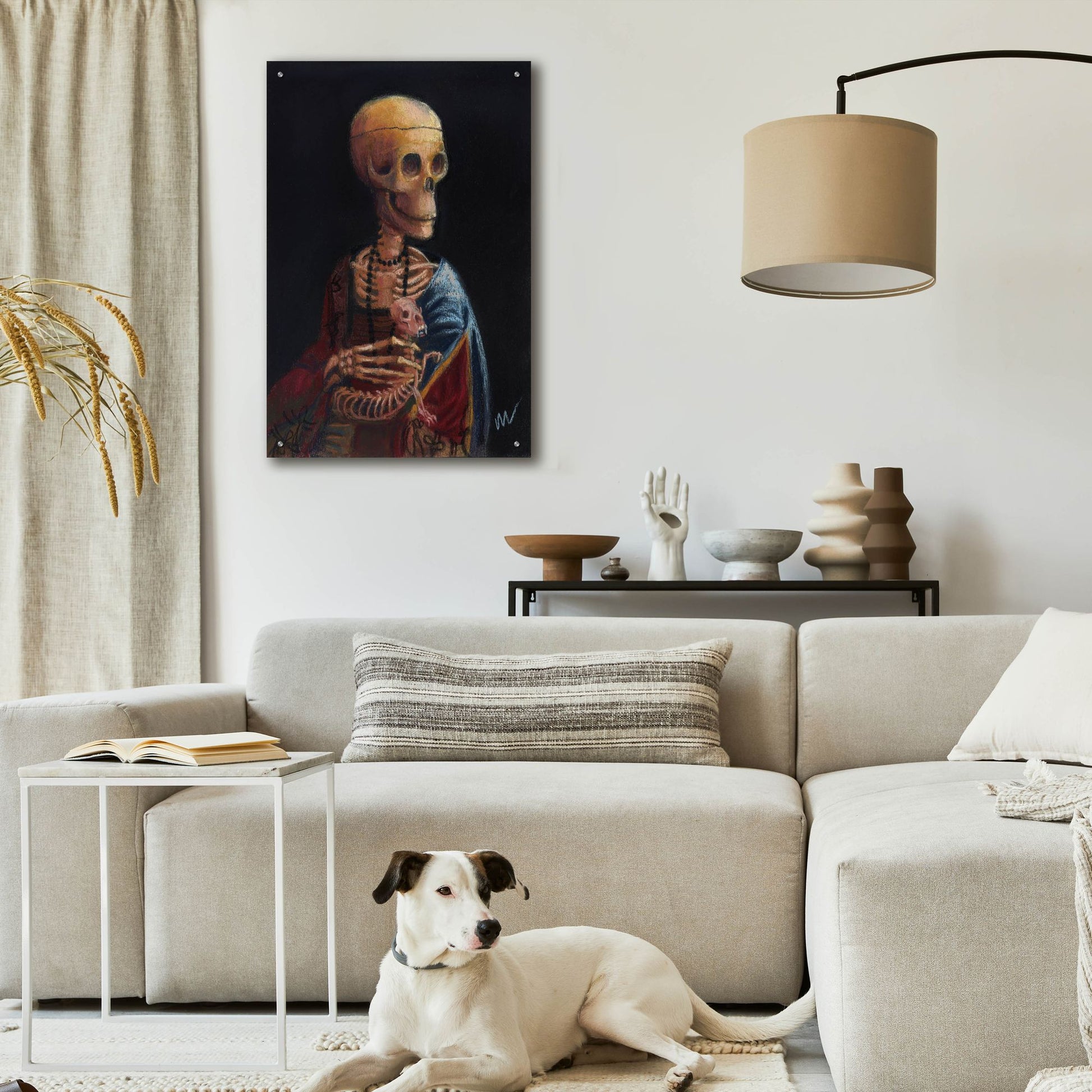 Epic Art 'Skelly With A Ferret' by Marie Marfia Fine Art, Acrylic Glass Wall Art,24x36