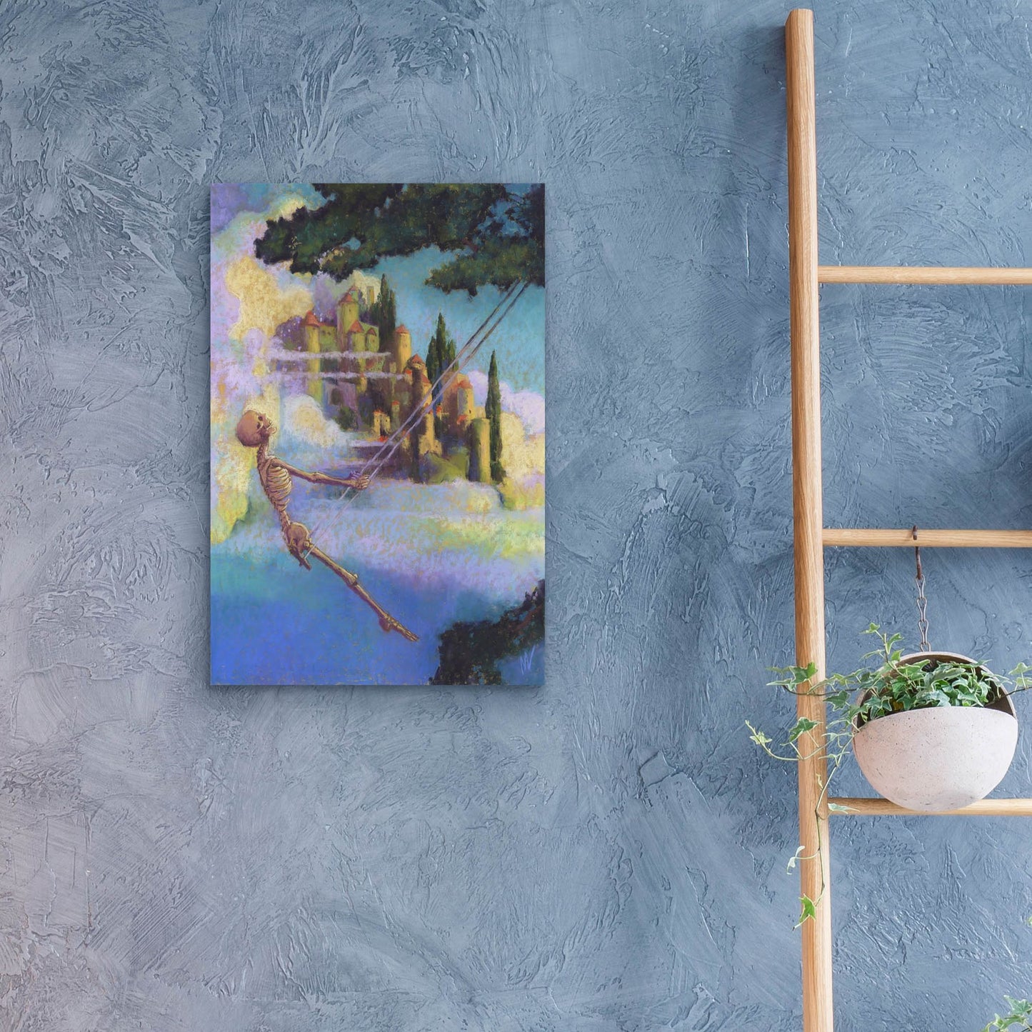 Epic Art 'Swingin-Skelly' by Marie Marfia Fine Art, Acrylic Glass Wall Art,16x24